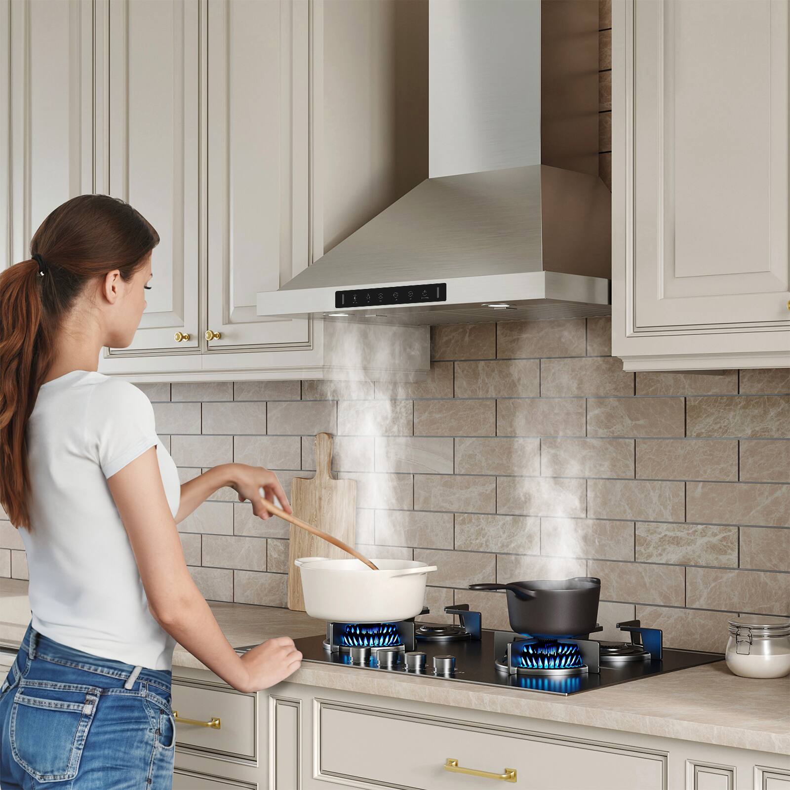 Alt View 6. VIKIO - 36 inch Convertible 900-CFM Recirculating Stainless steel Wall-Mounted Range Hood with Charcoal Filter - Stainless steel.