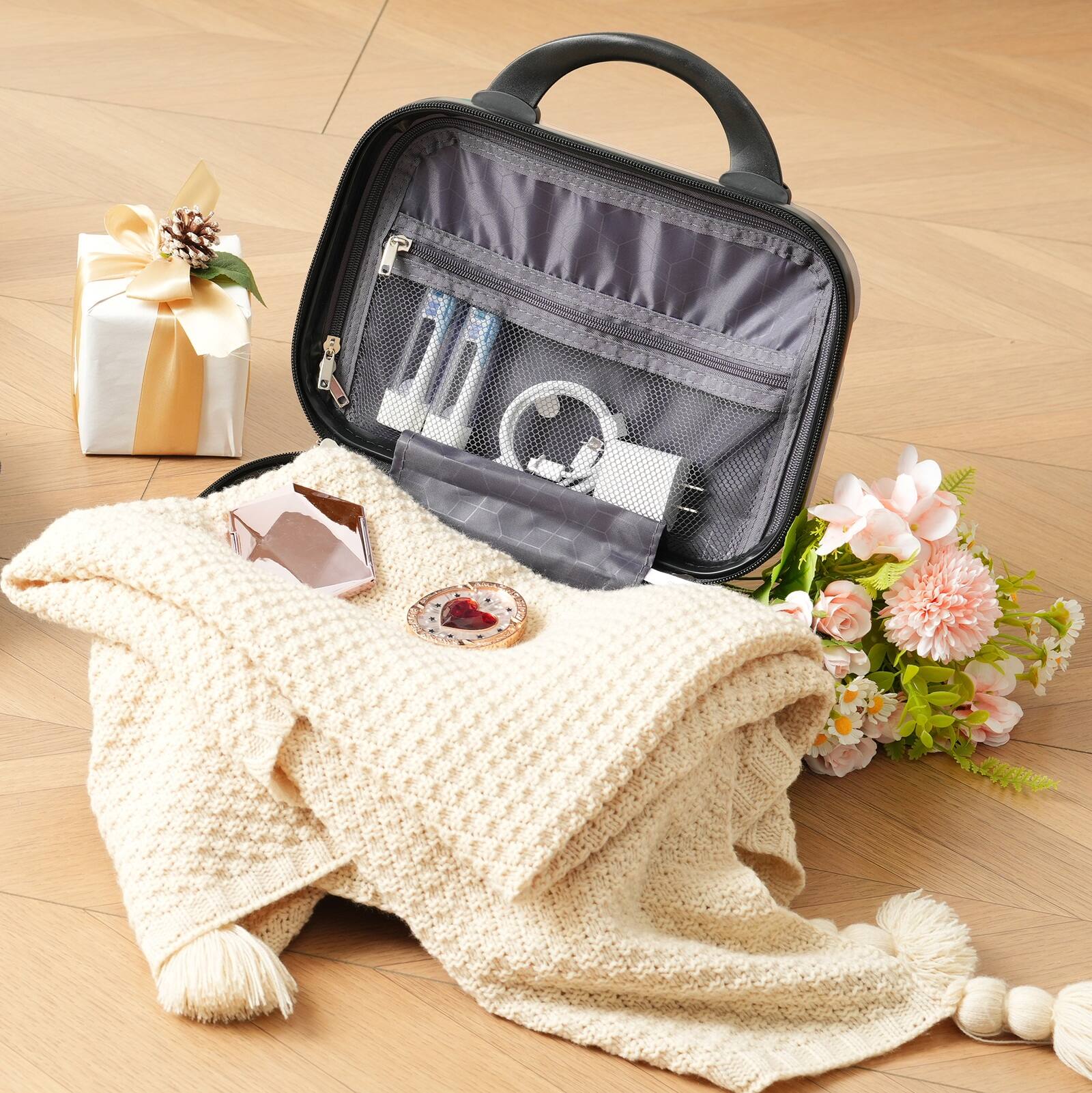 Alt View 5. APRILSOUL - Hardshell ABS Luggage Set Lightweight Durable Suitcases with Dual Spinner Wheels Carry On - Rose Gold.