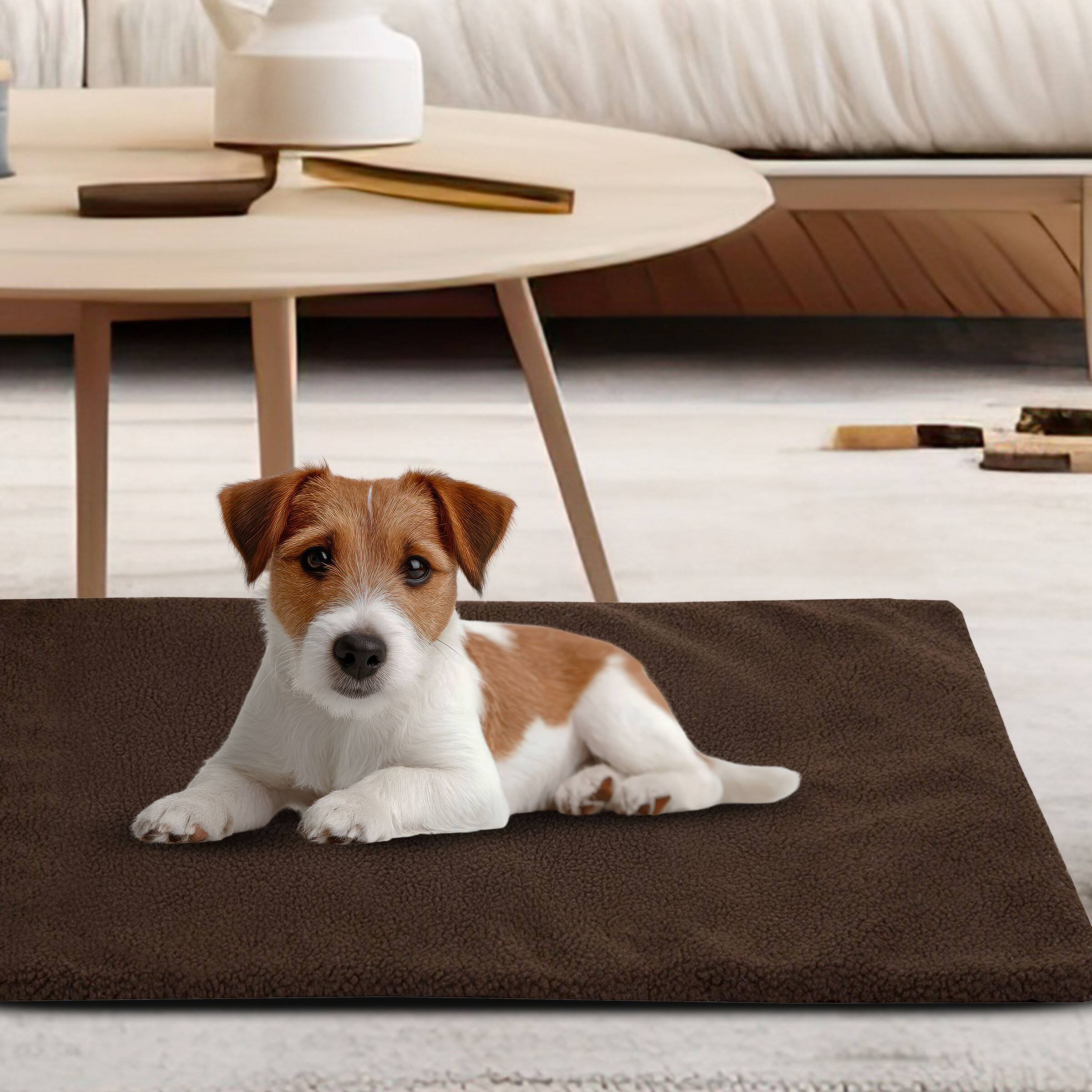 Alt View 7. PetMaker - Self Warming Cat Mat 36x24in Thermal Dog Crate Pad  for Medium Dogs and Cats with Washable Cover and Insulation Layer - Brown.