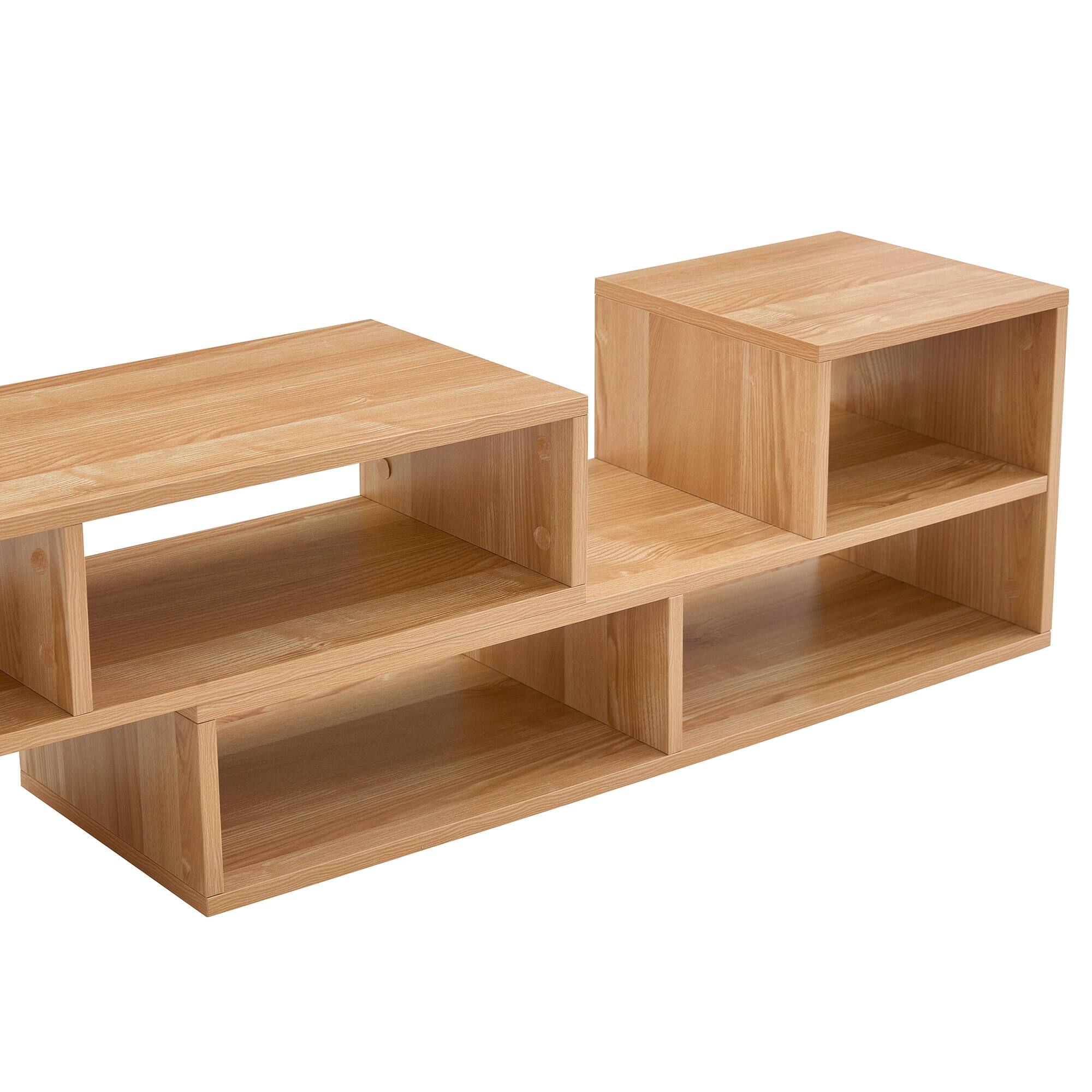 Alt View 10. Loheer - Loheer- Modular Light Wood TV Stand 0.98x1.12 ft Adjustable Media Console with Open Storage for Living Room - Wood.