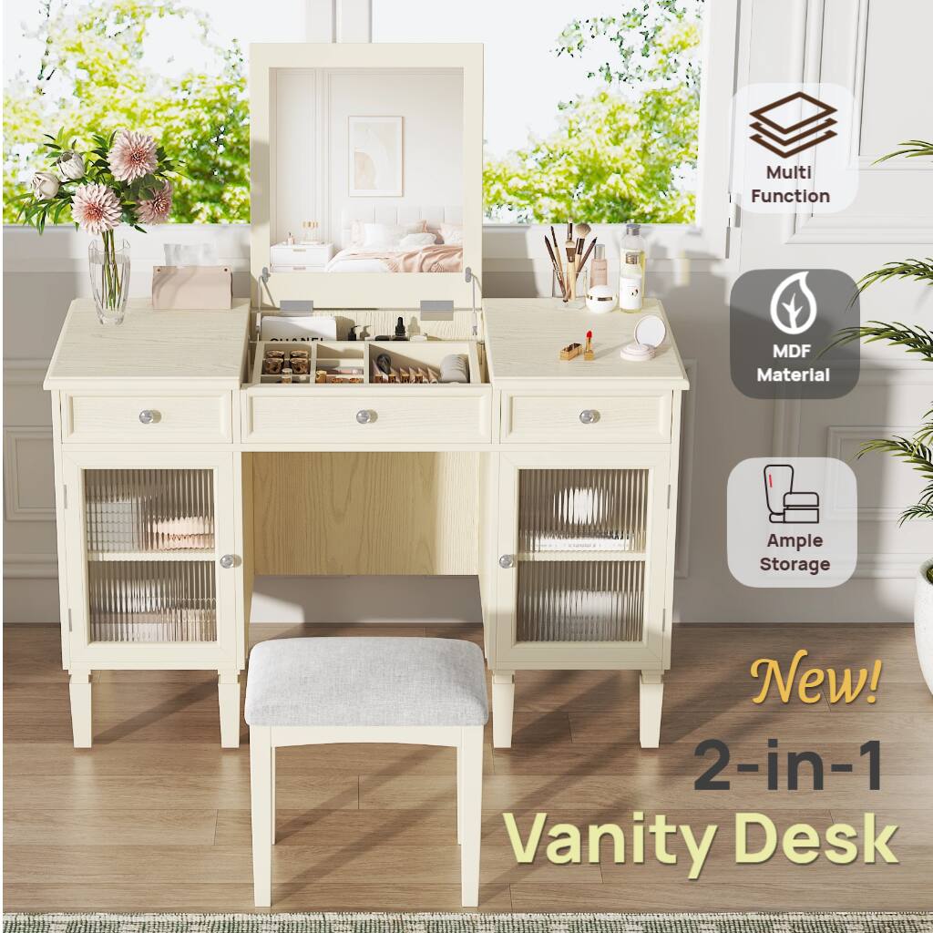 Multi Function  
MDF Material  
Ample Storage  

New!  
2-in-1 Vanity Desk