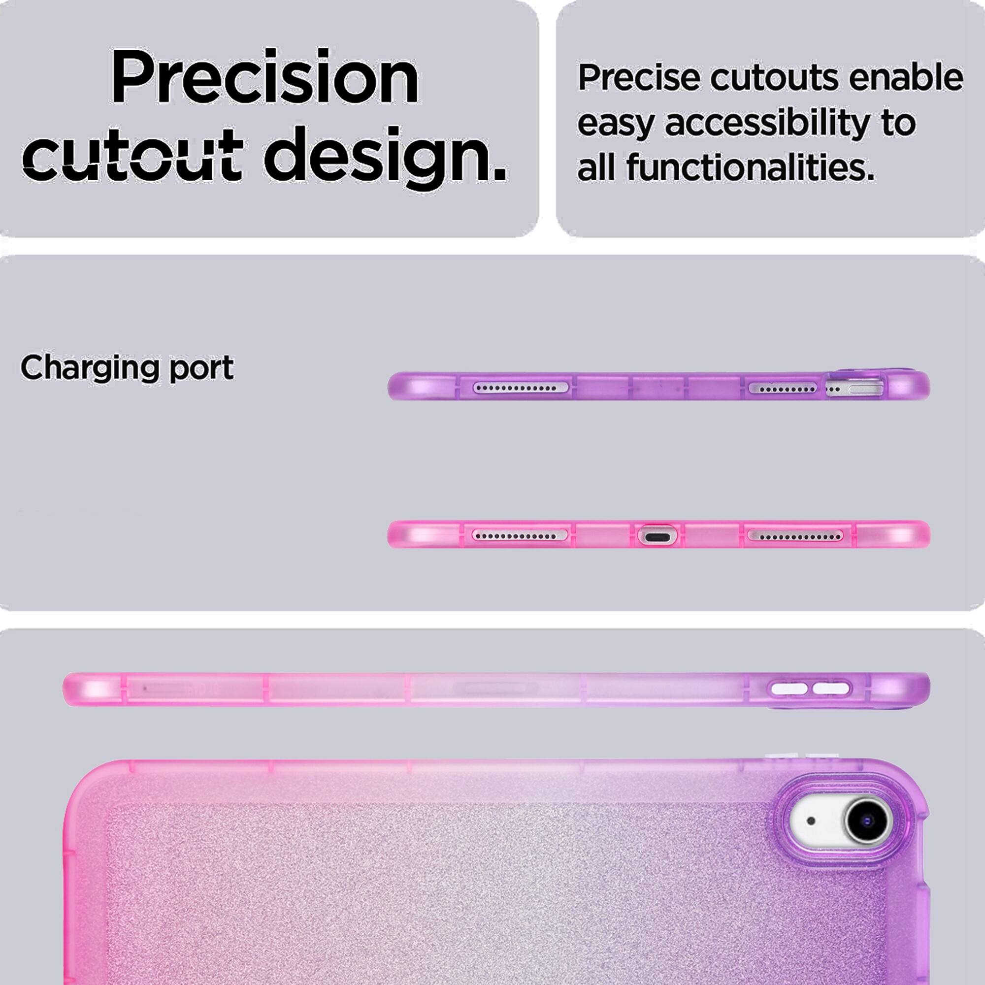 Precision cutout design.  
Precise cutouts enable easy accessibility to all functionalities.  
Charging port