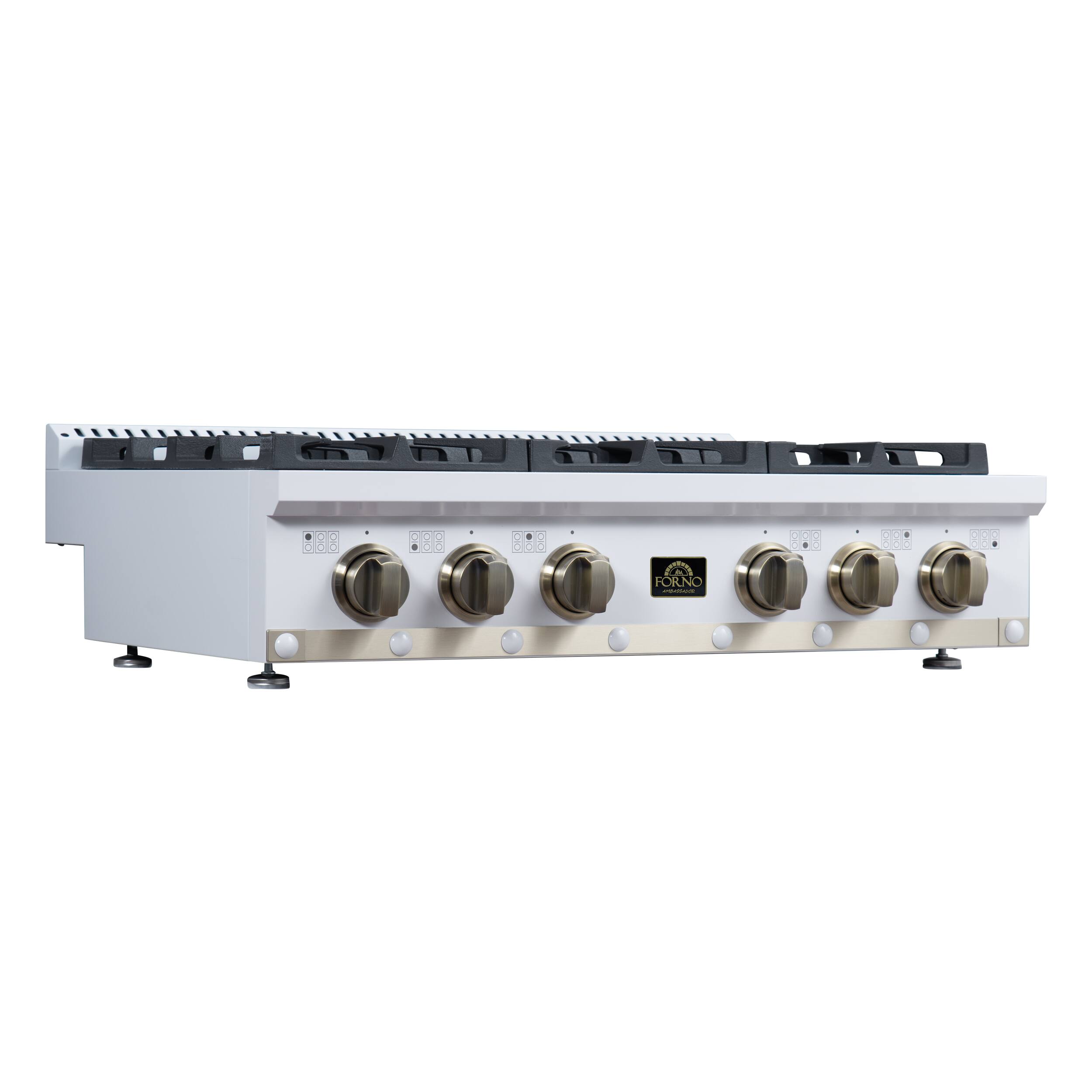 Alt View 7. Forno Appliances - 36 in. Wide 6 Burner Valente Built-In Gas Cooktop - White - White.