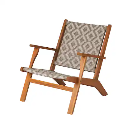 Front. Balkene Home - Vega Natural Stain Outdoor Chair All Weather Wicker Outdoor Chair Acacia Wood Construction Mid Century Design - Gray & white.