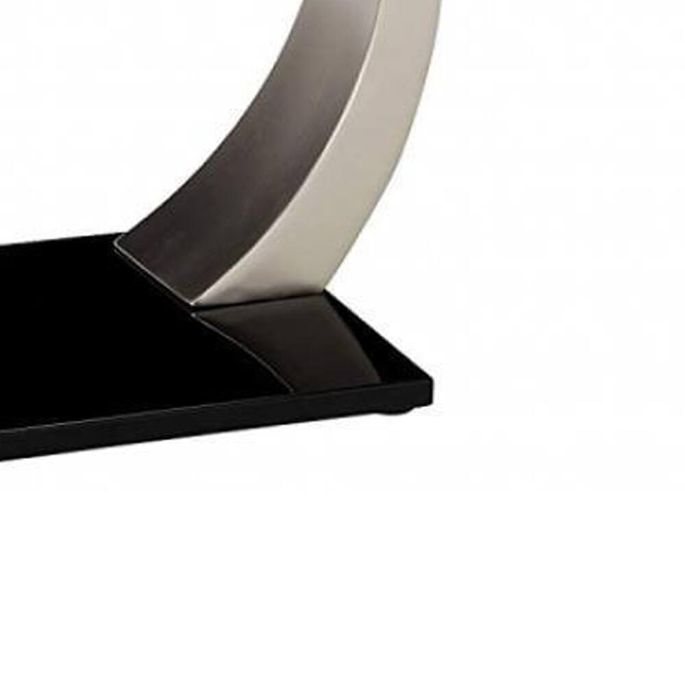 Alt View 1. Manhattan Lane - Rectangular Glass Top Coffee Table with Pedestal Base - Black and Silver.