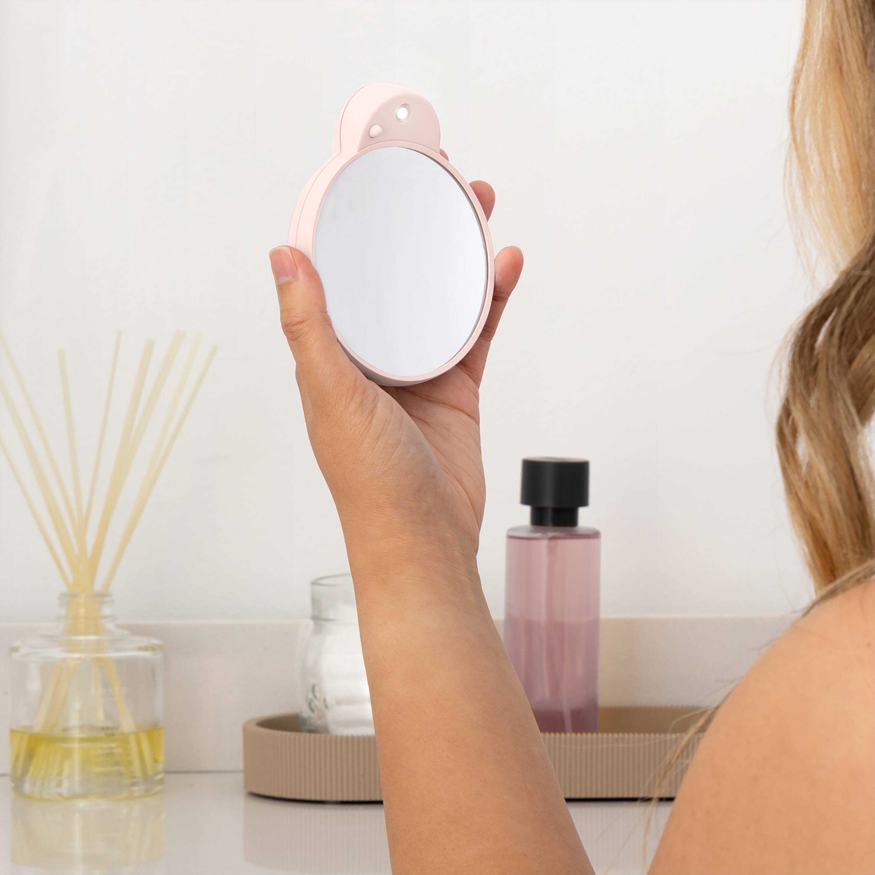 Alt View 2. Zadro - LED Lighted Compact Mirror with 10X Magnification and Suction Cups for Easy Mounting - Soft Pink.