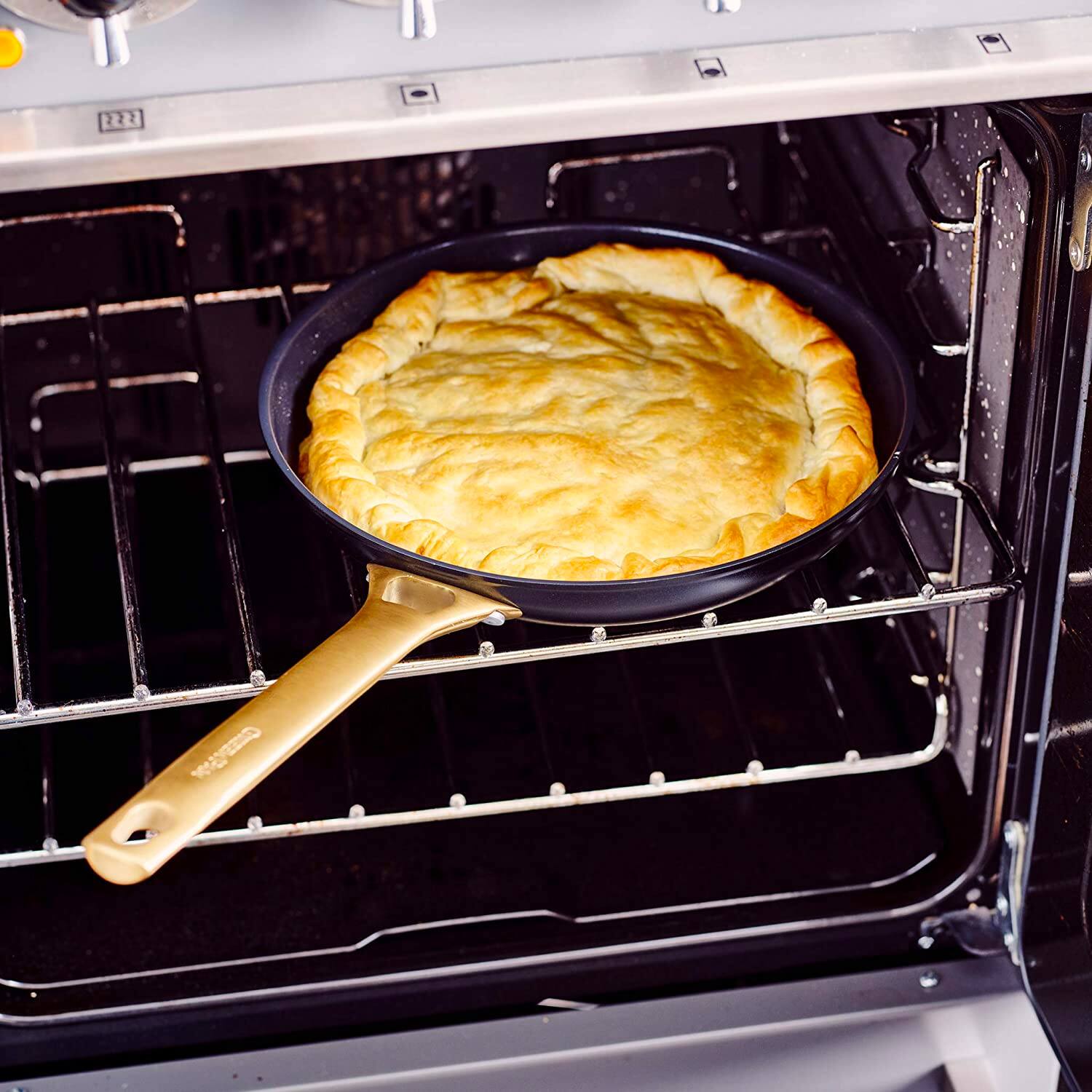 Alt View 3. GreenPan - Reserve 2-Piece Open Frypan Set, 8-Inch & 10-Inch, Black/Gold - Black.