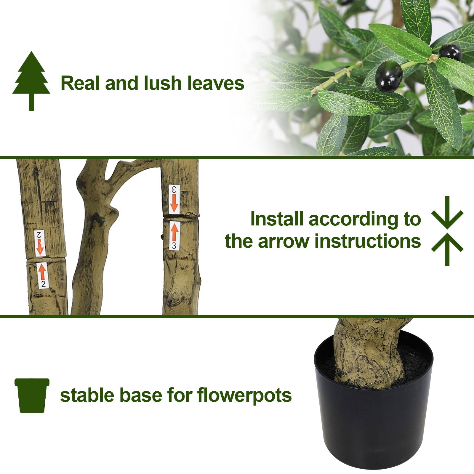 Real and lush leaves

Install according to the arrow instructions

stable base for flowerpots