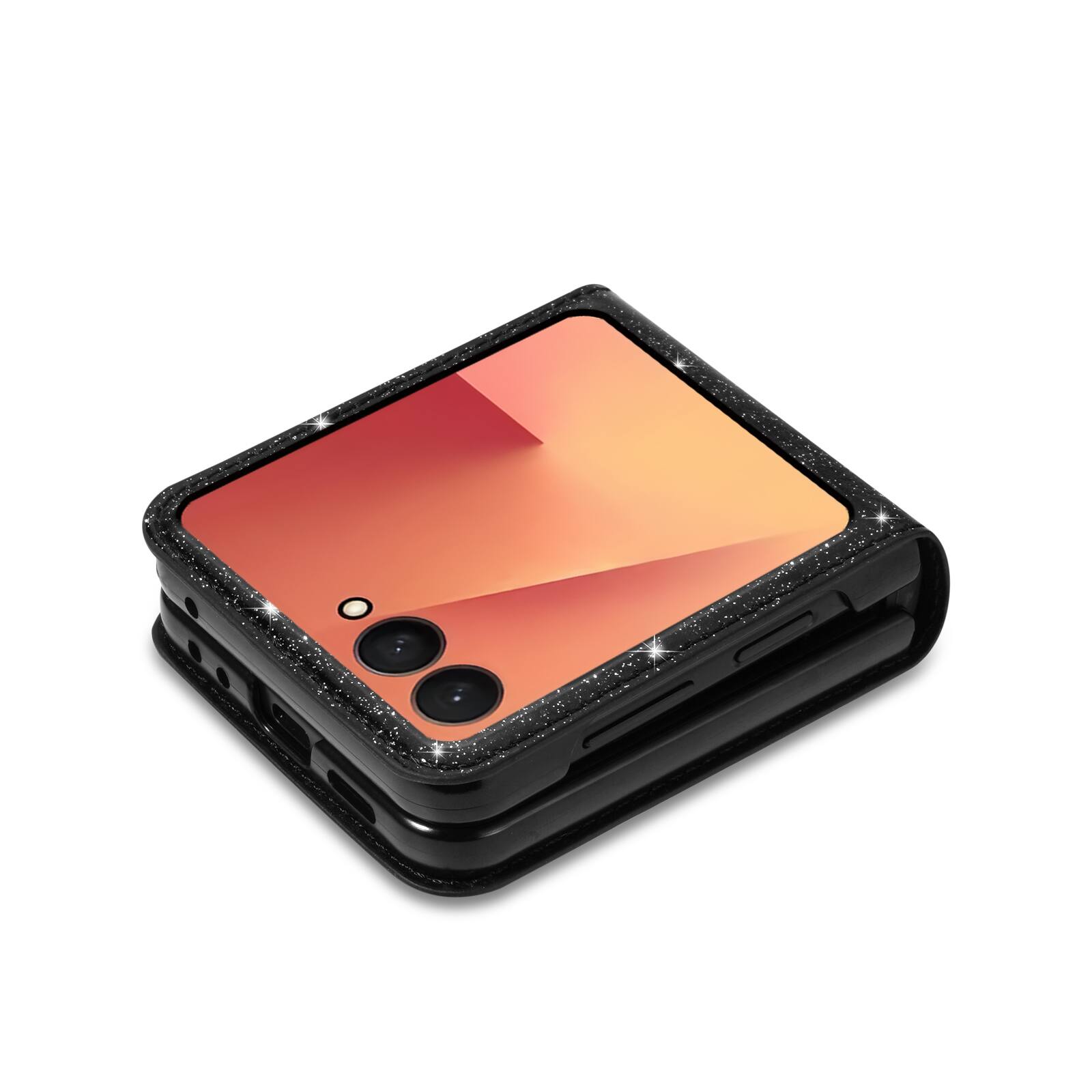 Alt View 3. Dteck - for Samsung Galaxy Z Flip8 Glitter Wallet Case, Shockproof Slim PU Leather Flip Cover with Card Pocket - Black.