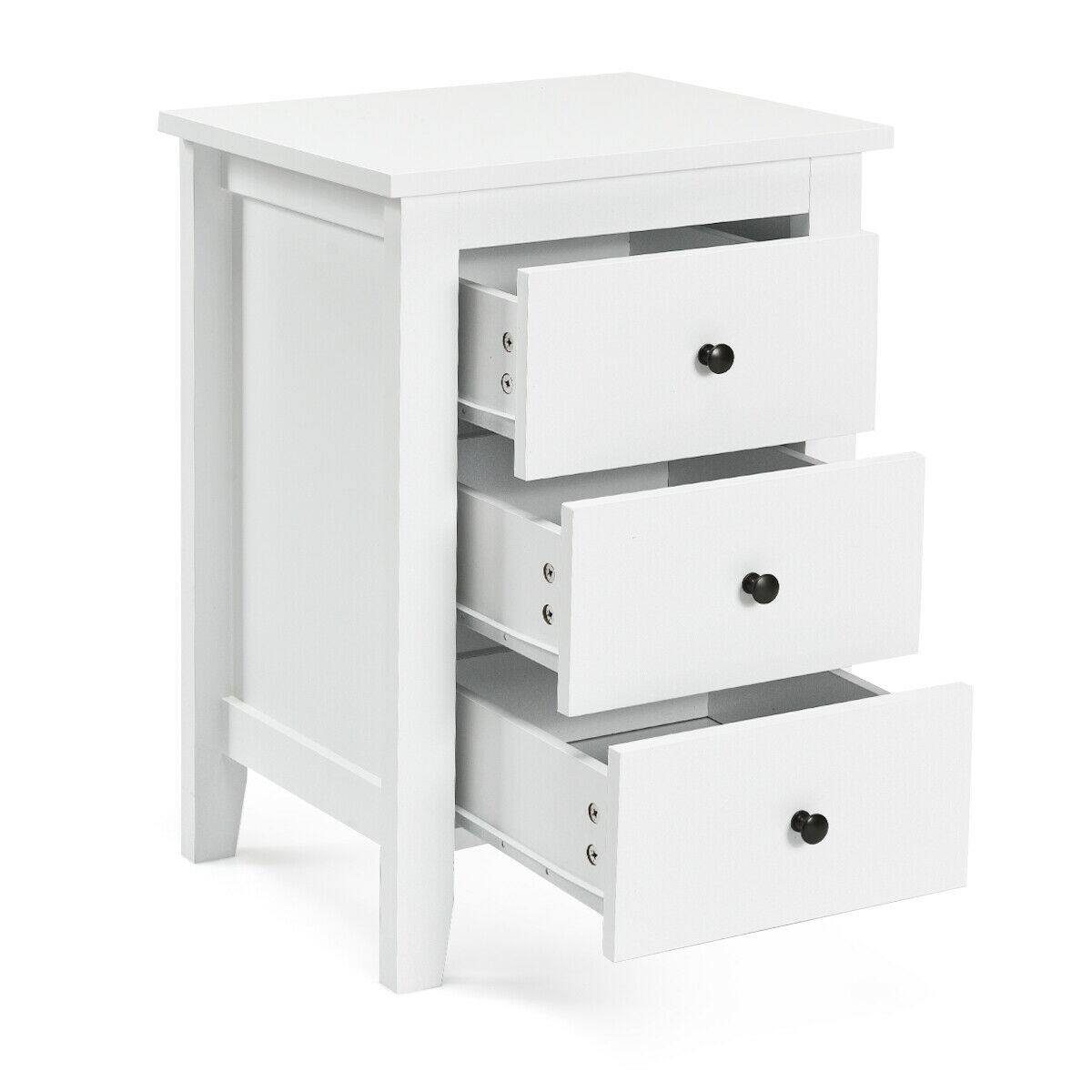 Alt View 19. Costway - 2PCS Nightstand End Beside Table Drawers Modern Storage Bedroom Furniture - White.
