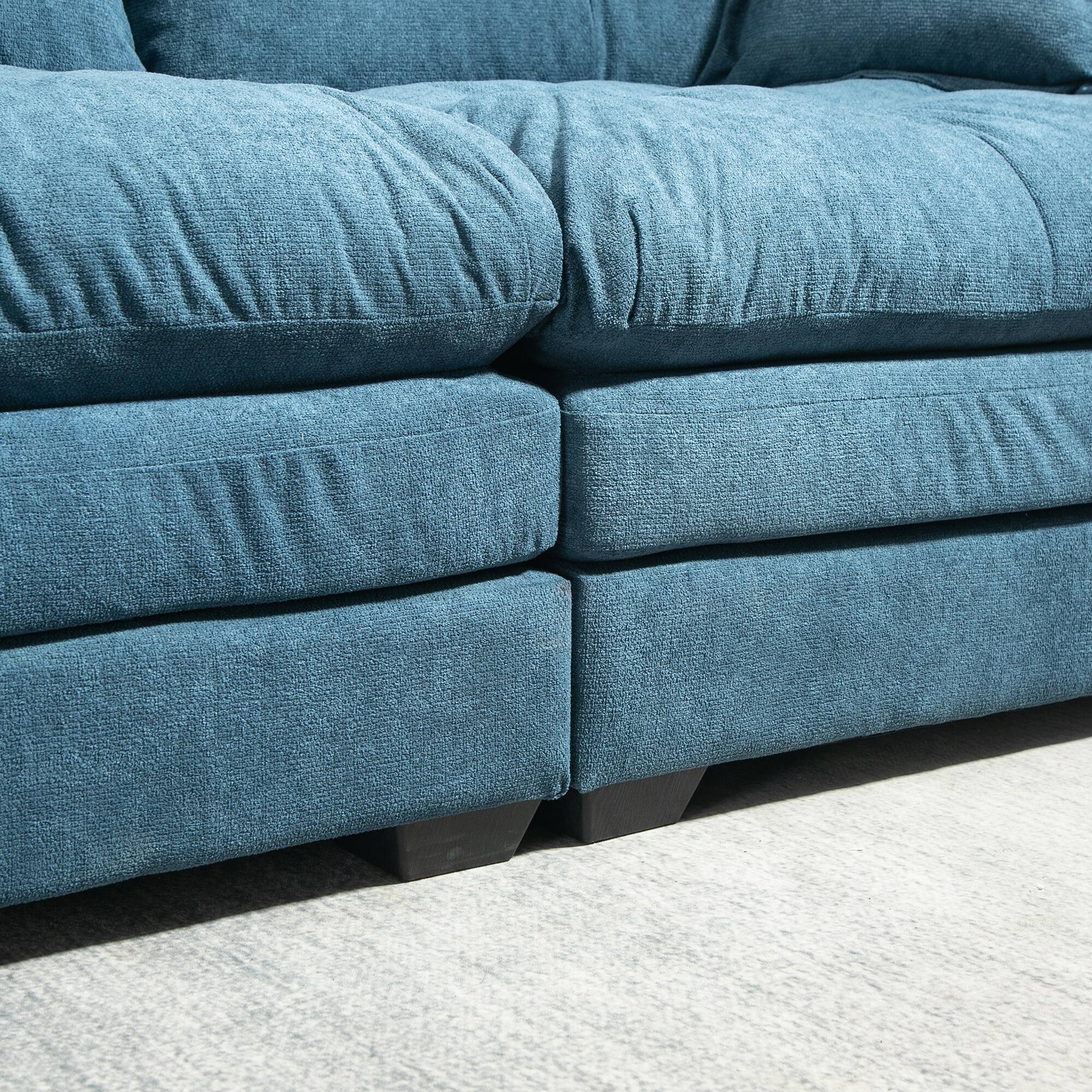 Alt View 5. Tiramisubest - 84"Chenille Sofa,Loveseat Deep Seat Sofa Couch with Pillows & Memory Foam for Living Room,Apartment,Office Lounge-Blue - Blue.