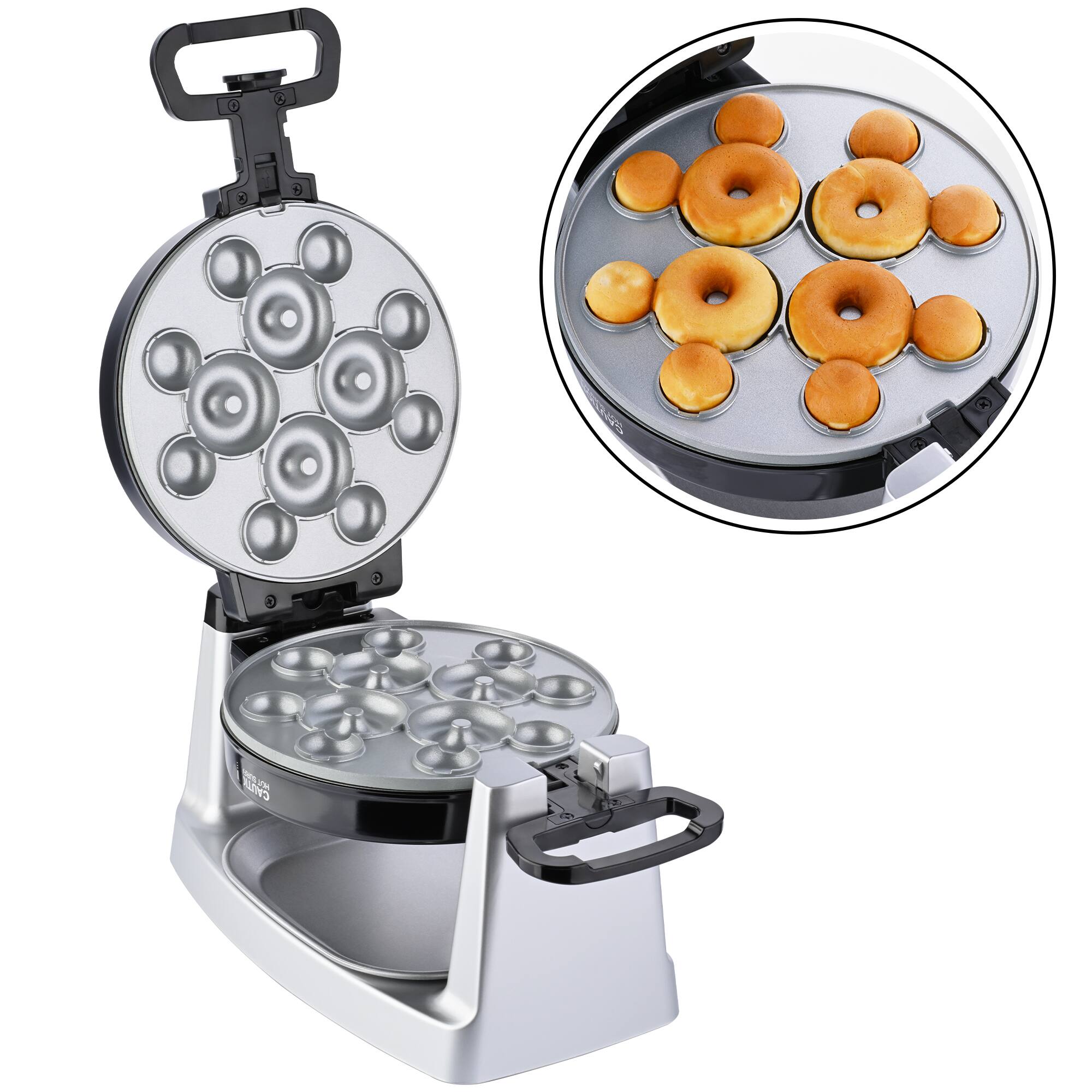 Back. Disney - Mickey Mouse Waffle and Donut Maker - Silver.