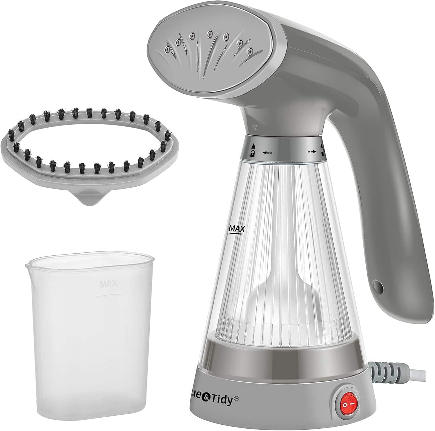 True & Tidy - Compact Handheld Garment Steamer With Fabric Brush - Gray