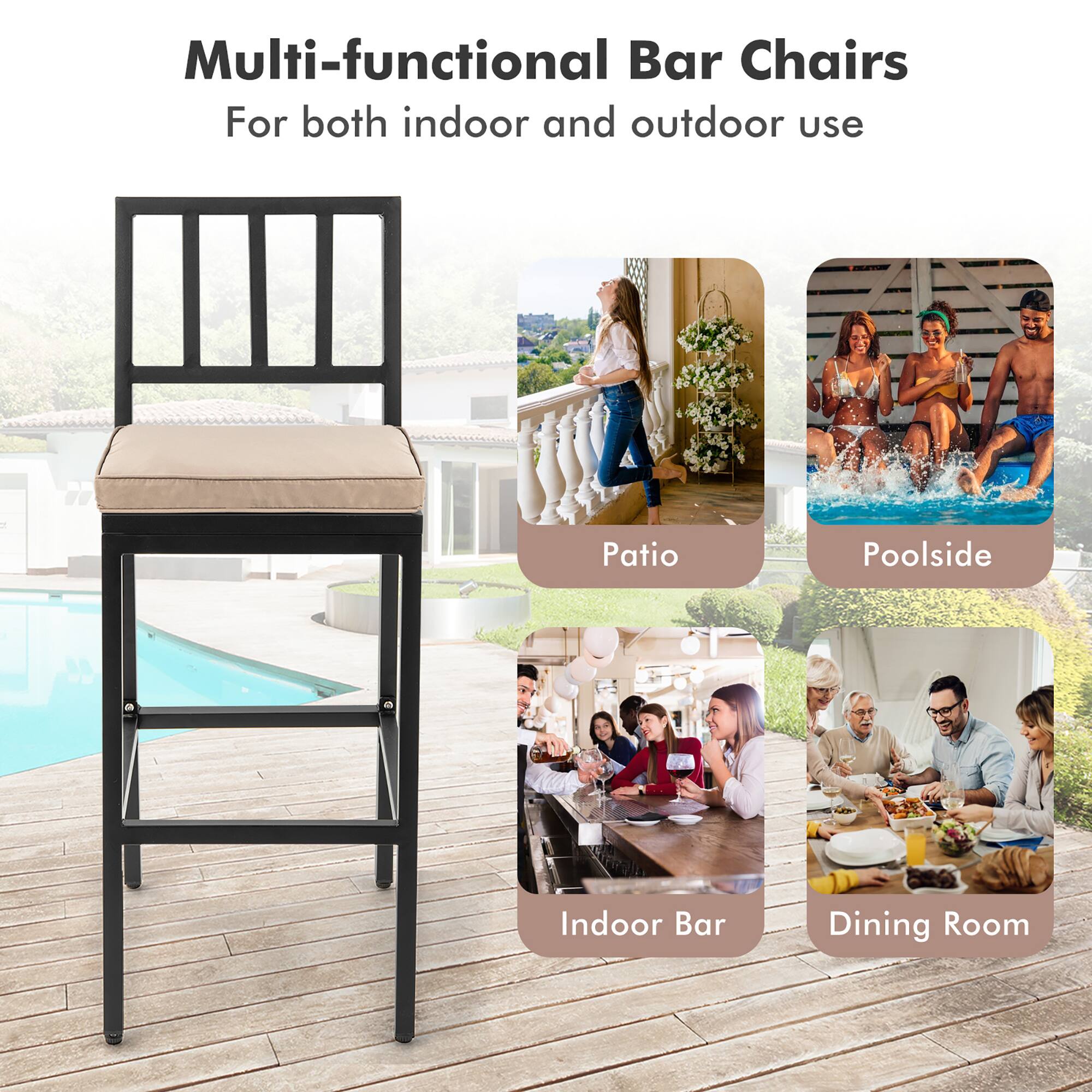 Multi-functional Bar Chairs For both indoor and outdoor use: Patio, Poolside, Indoor Bar, Dining Room