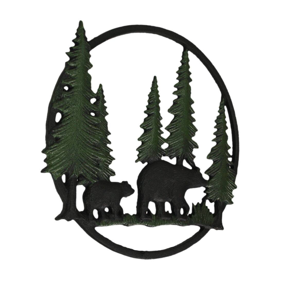 Alt View 1. Zeckos - Black Bears in Forest Wall Hanging - 12" - Cabin Decor - Multicolored.