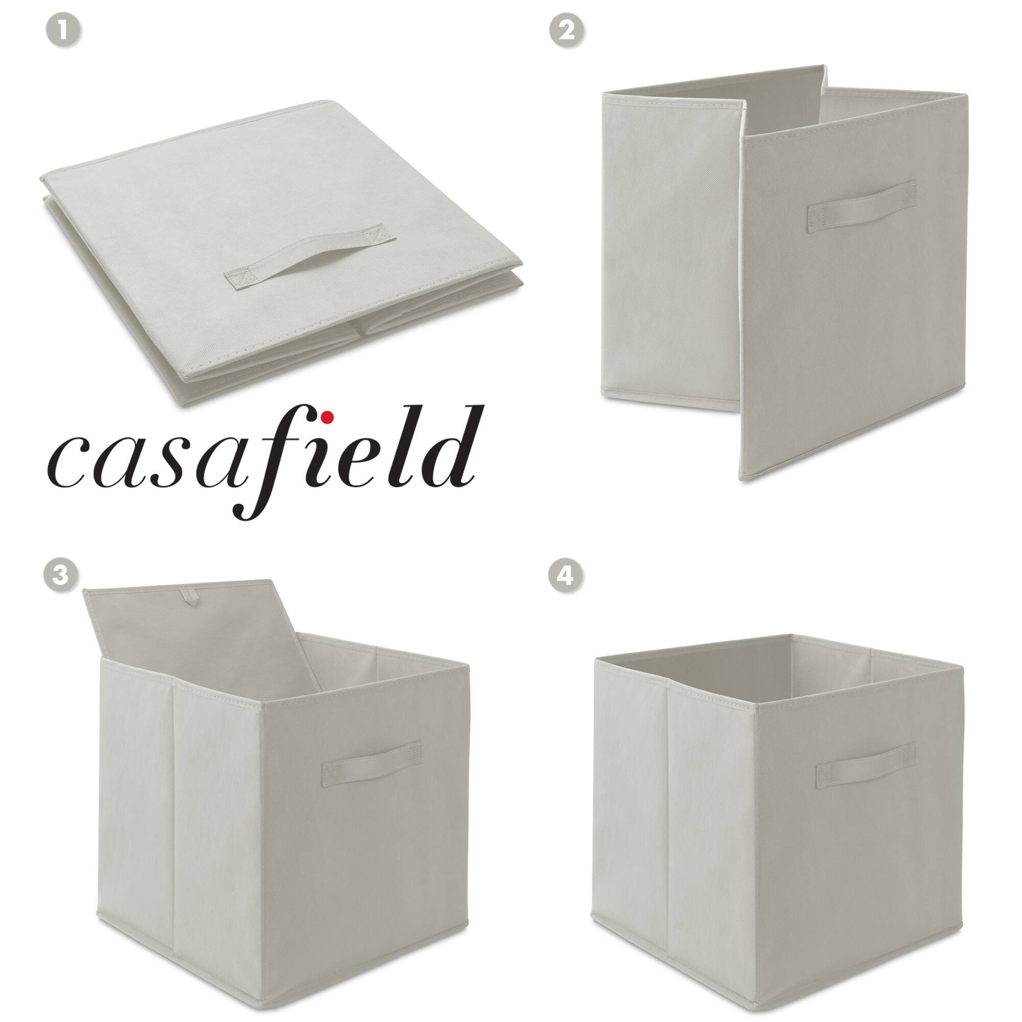 Alt View 5. Casafield - (Set of 12) Collapsible Fabric Cubes - Storage Bins - Light Gray.