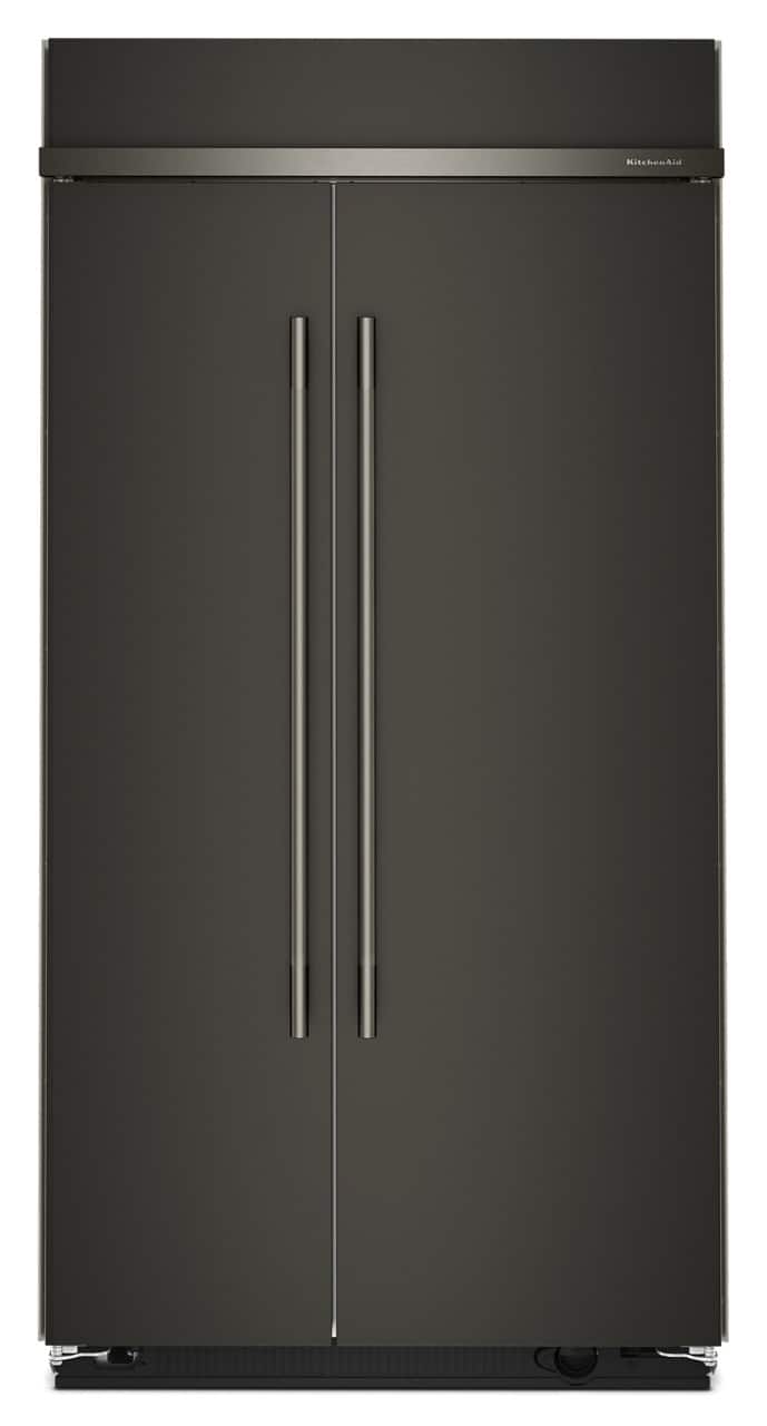 KitchenAid - 25.5 Cu. Ft. Built-In Side-by-Side Refrigerator with Platinum Interior - Black Ore - Front_Zoom