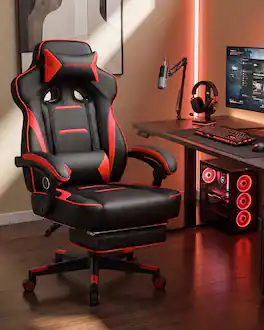 GTPlayer - Gaming Chair with Footrest Big and Tall Racing Style Computer Chair - Red