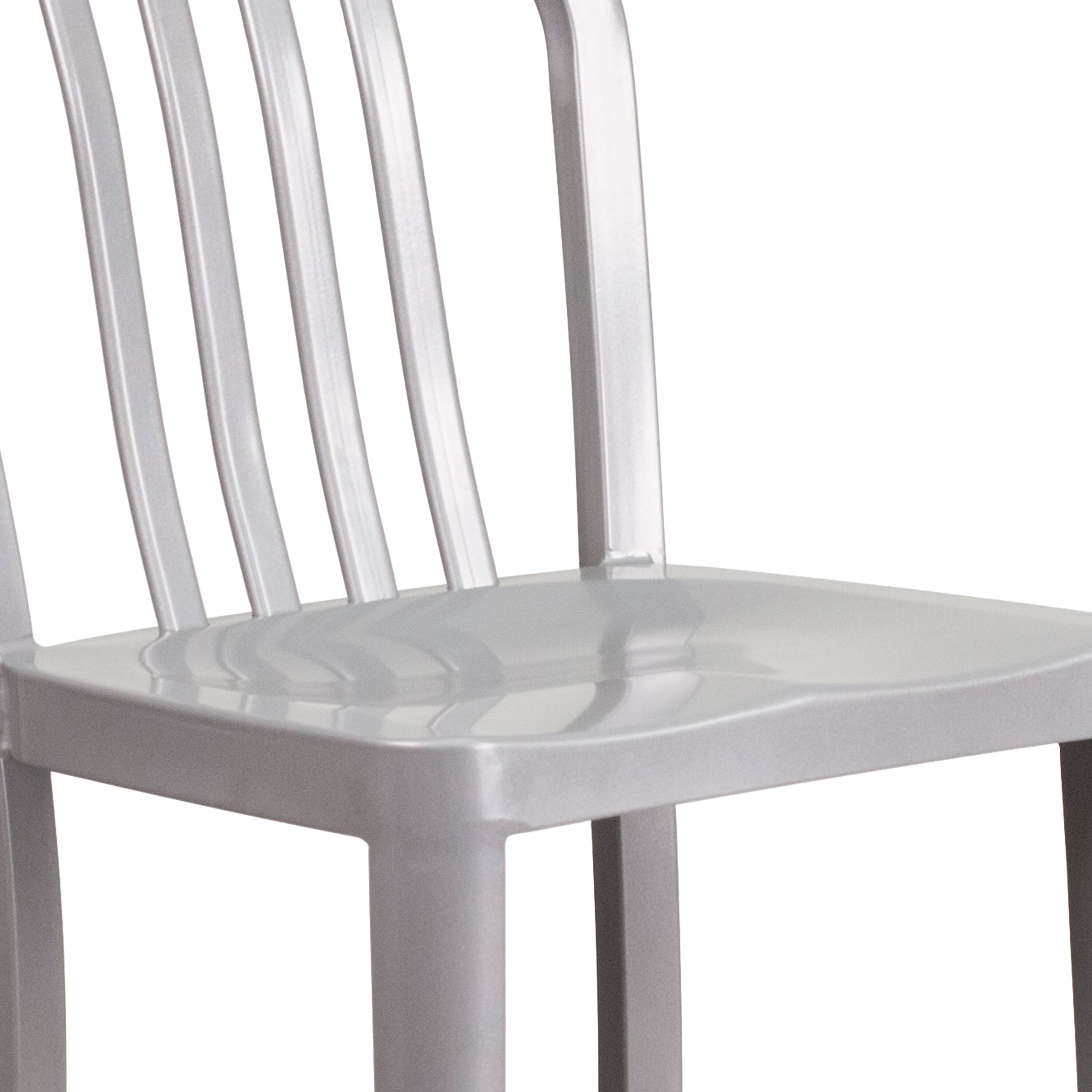 Alt View 17. Alamont Home - Gael 24" High Silver Metal Indoor-Outdoor Counter Height Stool w/ Vertical Slat Back - Silver.