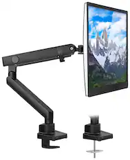 Front. Mount-It! - Single Monitor Desk Mount Full Motion Arm — Fits 17"–32" Monitors, Height Adjustable - Black.