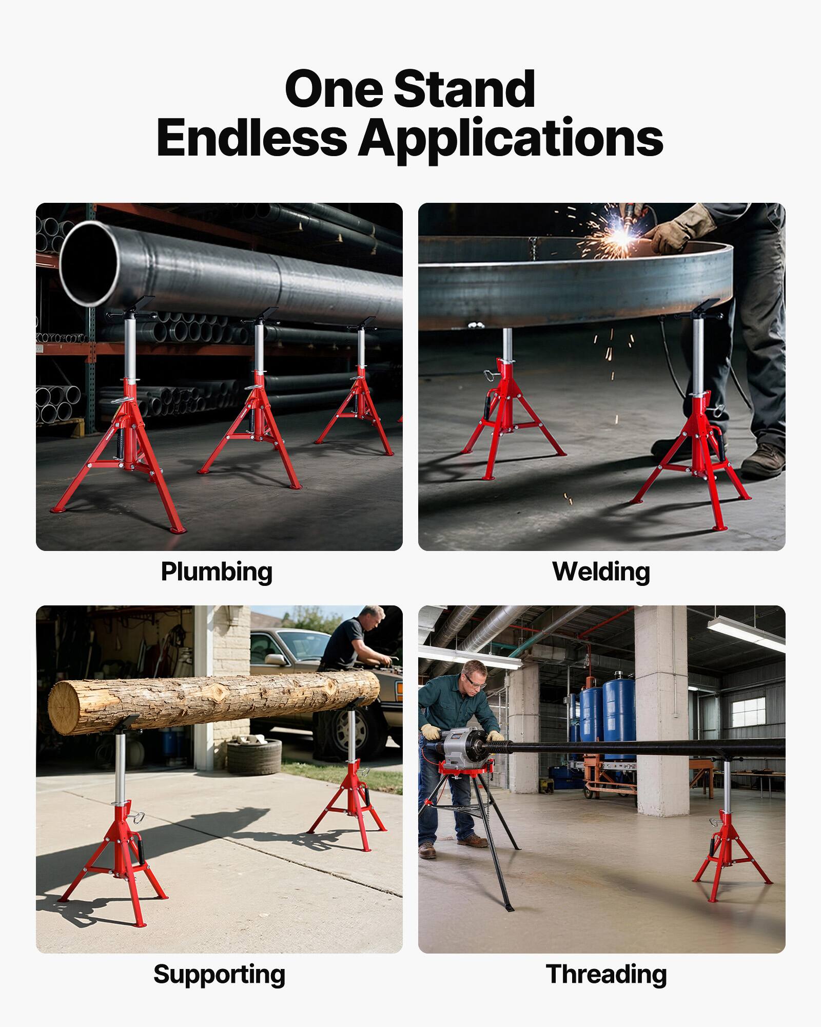 One Stand Endless Applications  
Plumbing  
Welding  
Supporting  
Threading