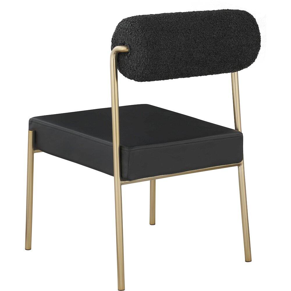 Alt View 1. Meridian Furniture - Carly Black Vegan Leather Seat / Boucle Fabric Back Dining Chair, Set of 2 - Black.