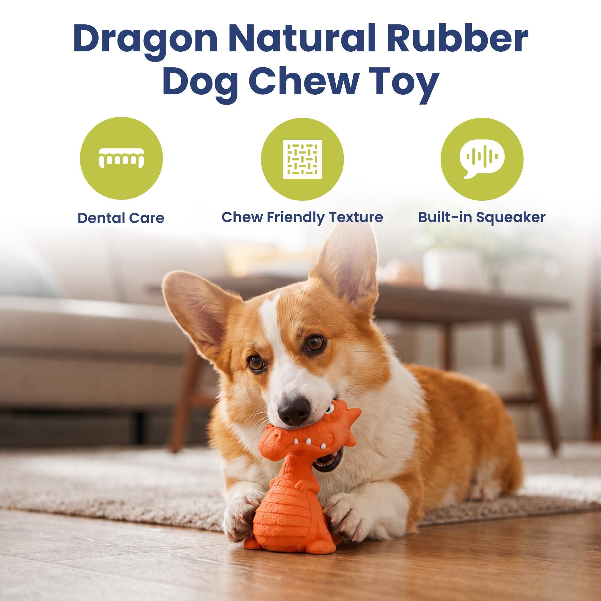 Dragon Natural Rubber Dog Chew Toy

- Dental Care
- Chew Friendly Texture
- Built-in Squeaker