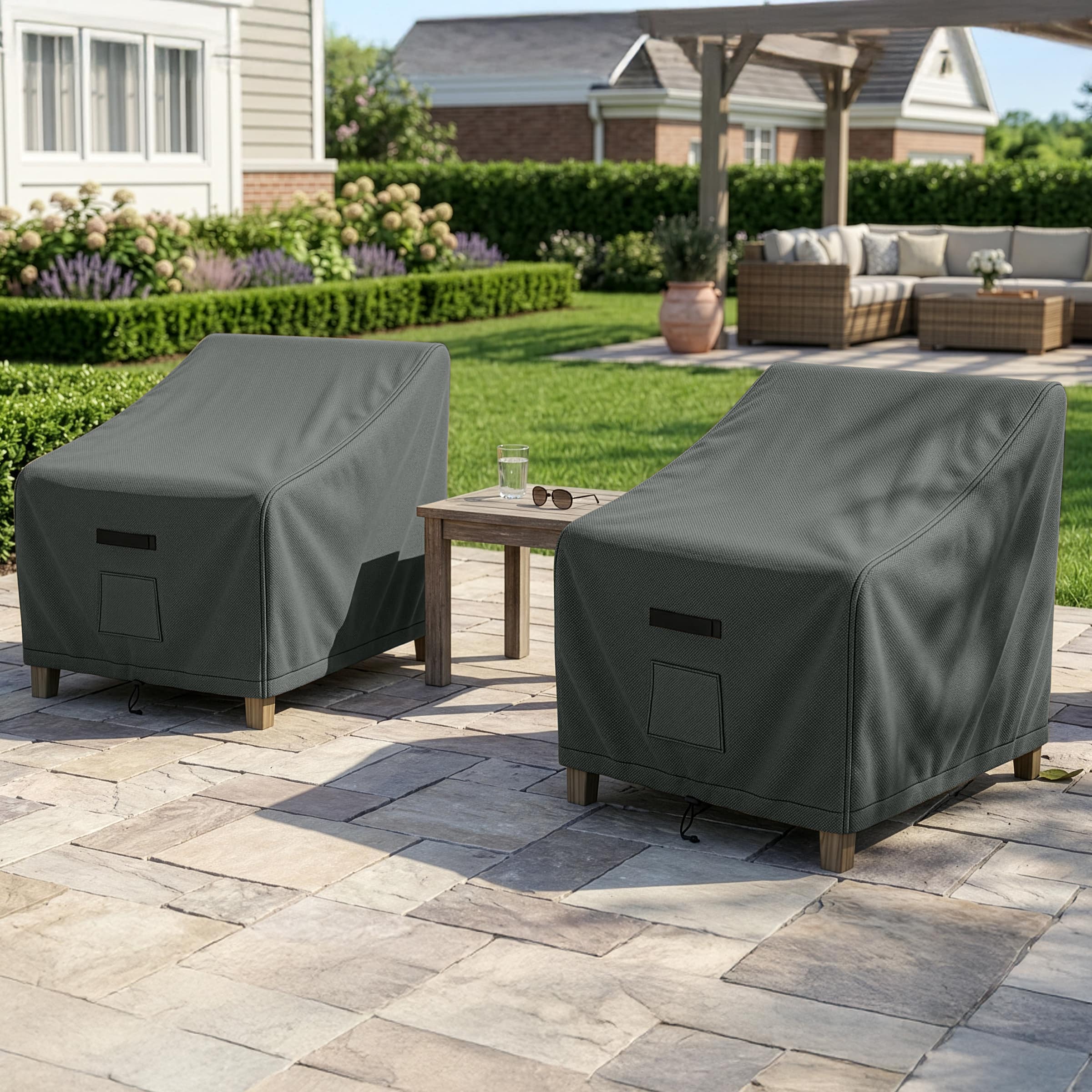 Pure Garden - Outdoor Chair Covers 2-Pack 35” L x 38” W x 34” H Heavy Duty UV Resistant Waterproof Lounge Outdoor Patio Chair Covers - Gray price history on PriceWatchPro