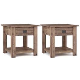 Simpli Home - Monroe 22 inch End Table (Set of 2) - Rustic Natural Aged Brown