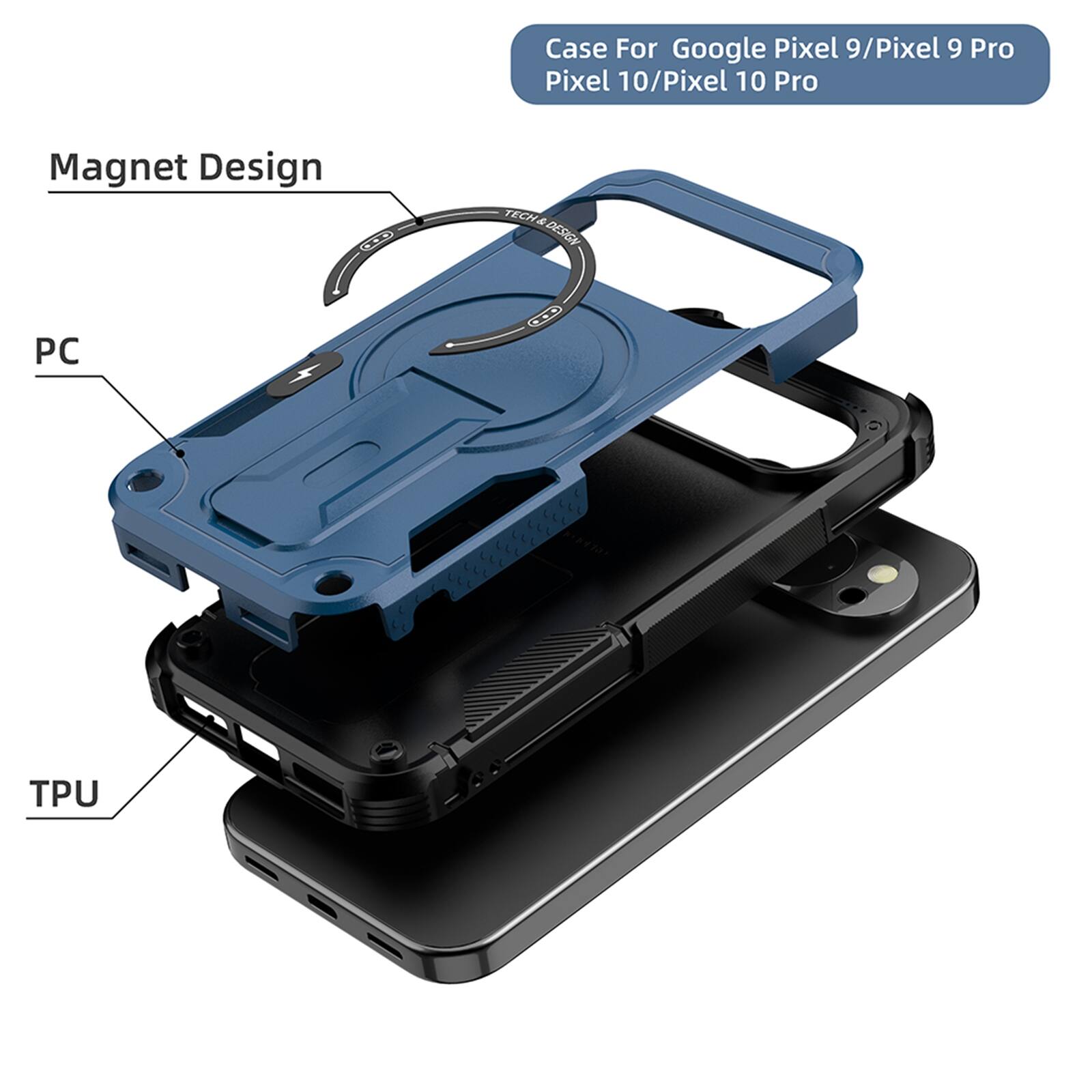 Case For Google Pixel 9/Pixel 9 Pro Pixel 10/Pixel 10 Pro  
Magnet Design  
PC  
TPU