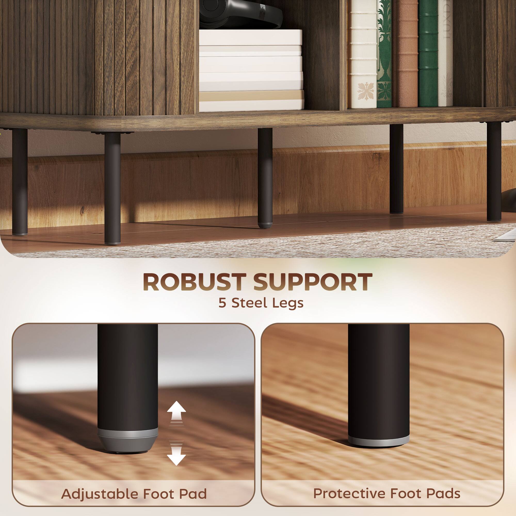 ROBUST SUPPORT  
5 Steel Legs  
Adjustable Foot Pad  
Protective Foot Pads