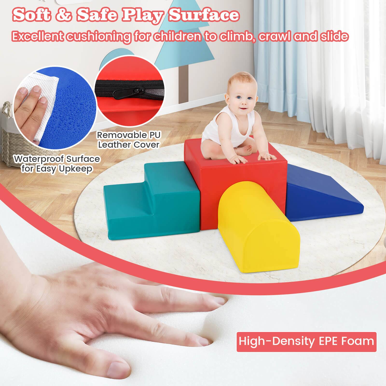 Soft & Safe Play Surface  
Excellent cushioning for children to climb, crawl and slide  

- Waterproof Surface for Easy Upkeep  
- Removable PU Leather Cover  
- High-Density EPE Foam