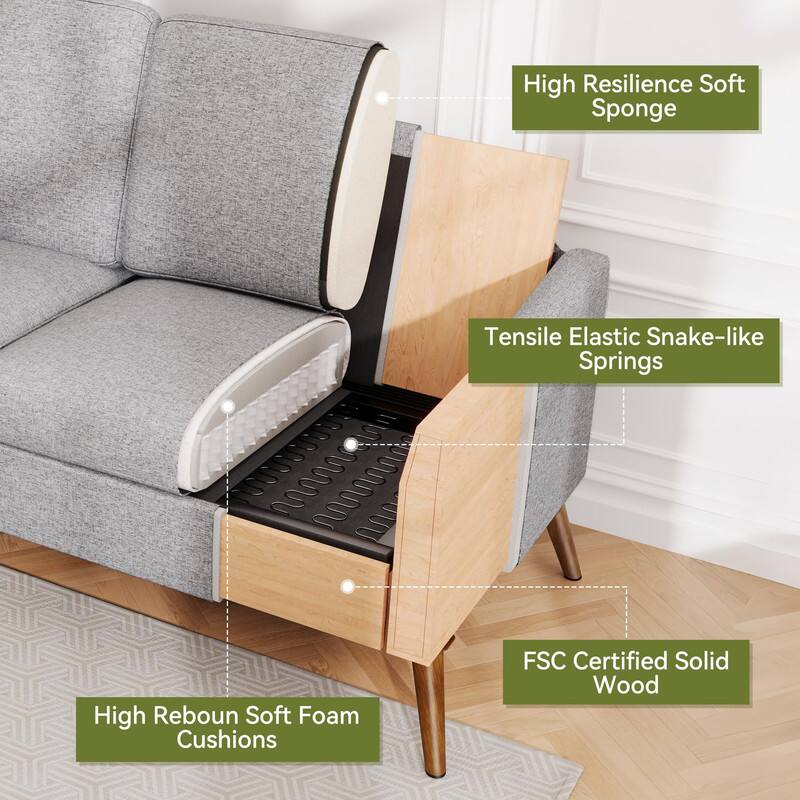 High Resilience Soft Sponge, Tensile Elastic Snake-like Springs, High Rebound Soft Foam Cushions, FSC Certified Solid Wood