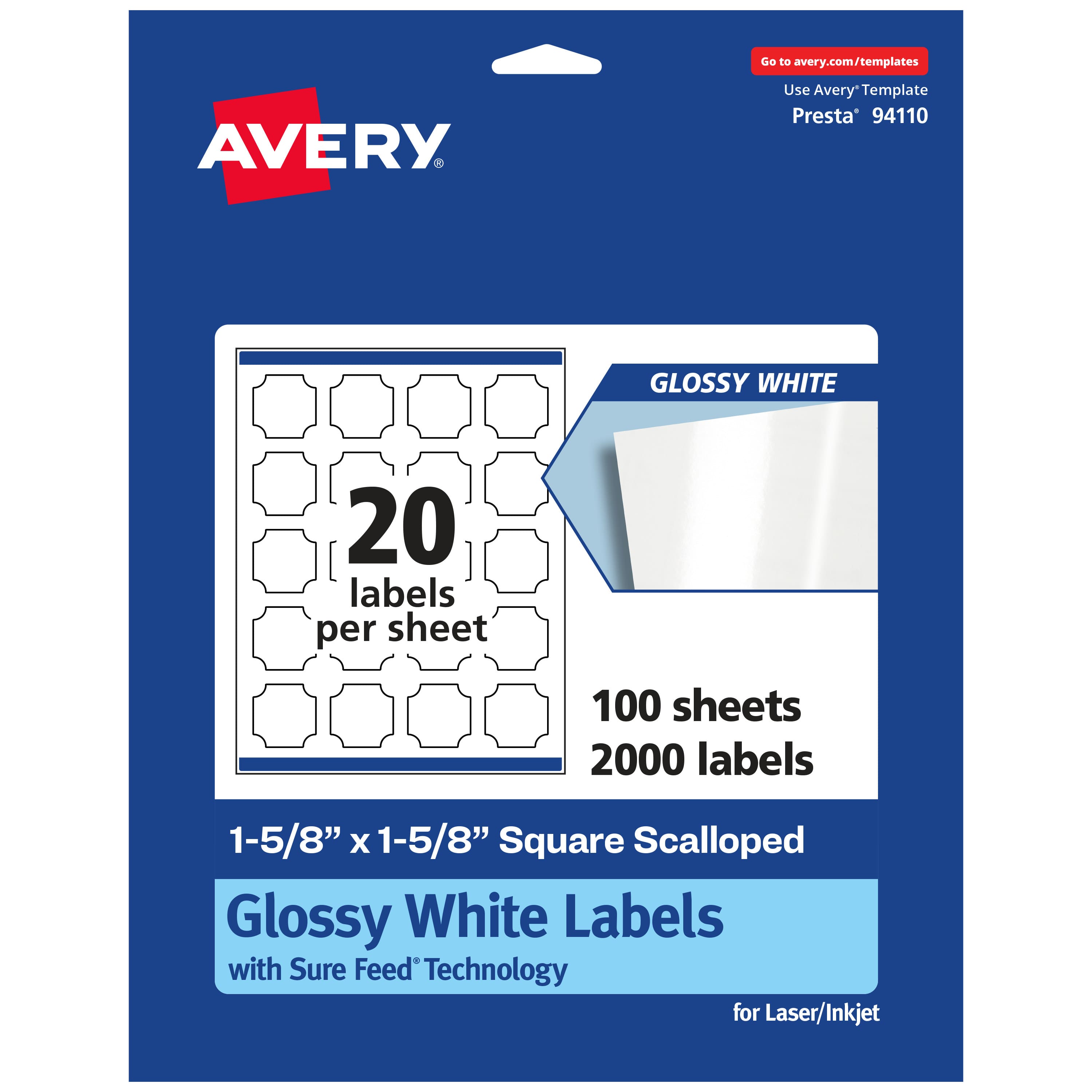 "Avery - Glossy Square Scalloped Labels, 1-5/8"" x 1-5/8"", 2,000 Total - White" price history on PriceWatchPro