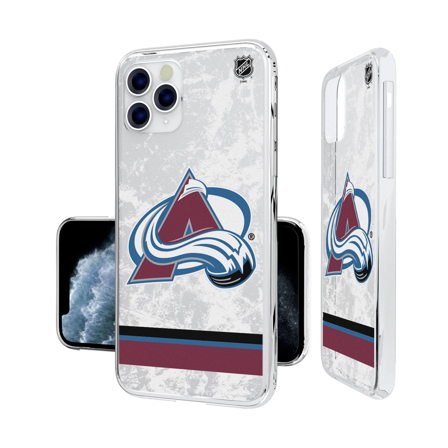 Alt View 3. Keyscaper - Colorado Avalanche iPhone Stripe Clear Ice Case - 16 Pro Max - Multicolor.