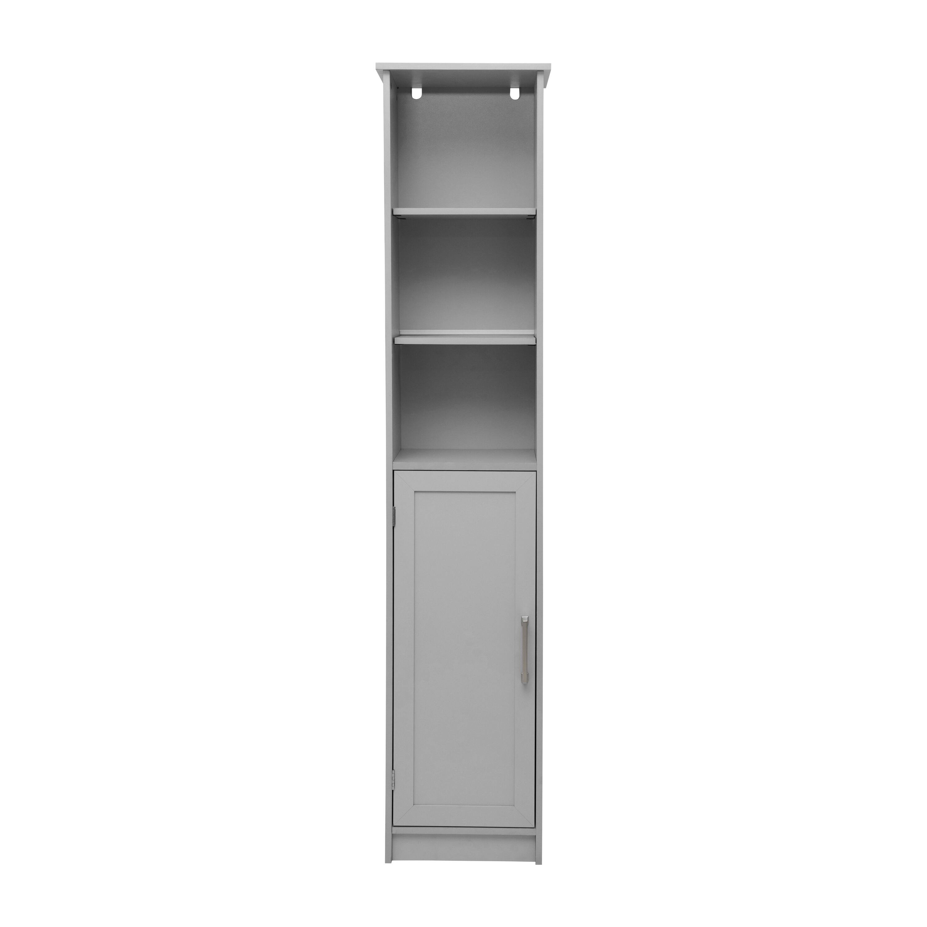 Alt View 9. Emma + Oliver - Modern Freestanding Linen Tower with Shelves and Magnetic Close Door - Gray.