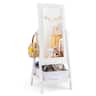 Costway - Kids Full Length Mirror 360° Rotatable Freestanding Dressing Mirror with Storage Bin - White