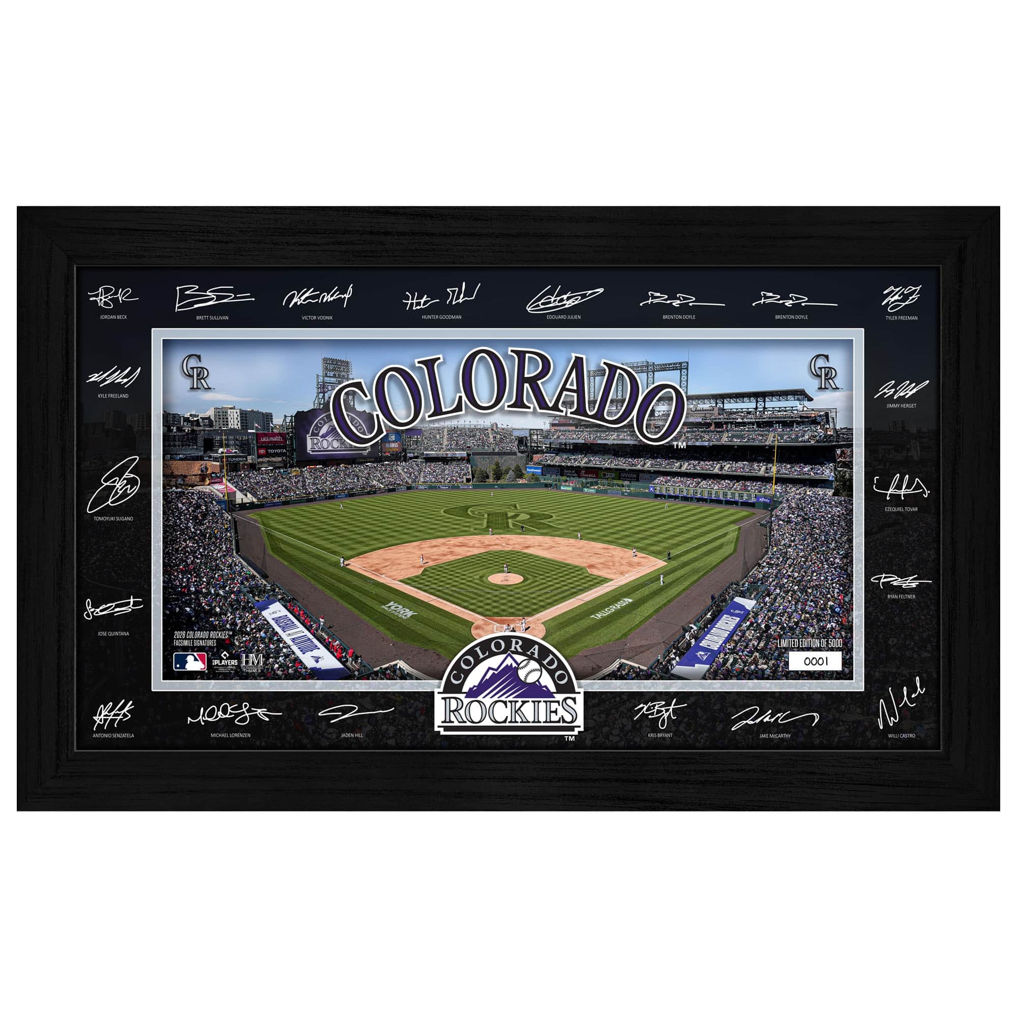 Highland Mint - Colorado Rockies 12" x 20" 2026 Signature Field Photograph - Facsimile Signatures - Multicolor