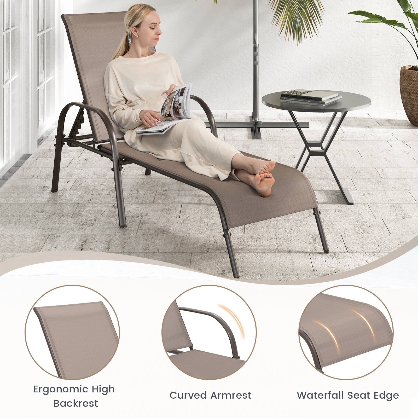 Ergonomic High Backrest, Curved Armrest, Waterfall Seat Edge