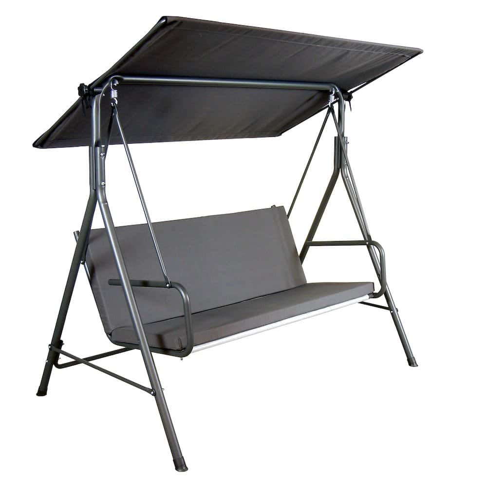 SUNJOY - 2-Seat Patio Metal Porch Swing With Adjustable Canopy - Gray