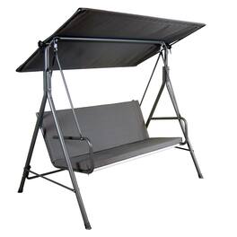 SUNJOY - 2-Seat Patio Metal Porch Swing With Adjustable Canopy - Gray