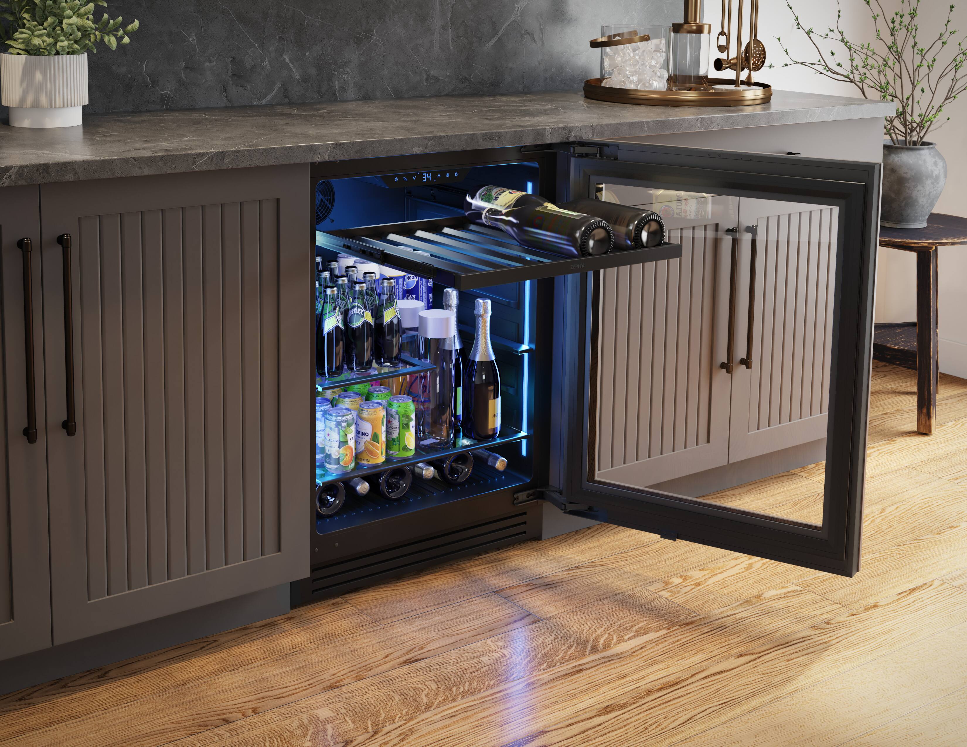 Alt View 12. Zephyr - Presrv 24 in. 7-Bottle and 108-Can Built-in Compact 5.6 cu ft.Single Zone Panel-Ready Beverage Cooler - Panel Ready + Glass.