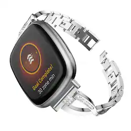 StrapsCo - Glam Bracelet Stainless Steel Watch Band Strap For Fitbit Versa 4 - Silver
