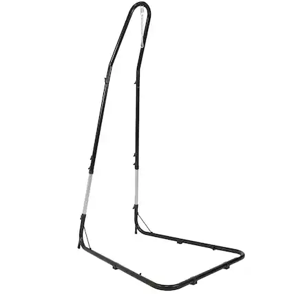 Front. Sunnydaze - Powder-Coated Steel Adjustable Hammock Chair Stand - 93 in - Black.