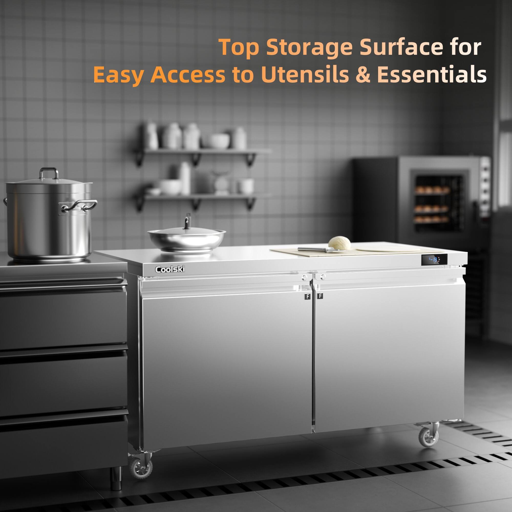 Top Storage Surface for Easy Access to Utensils & Essentials