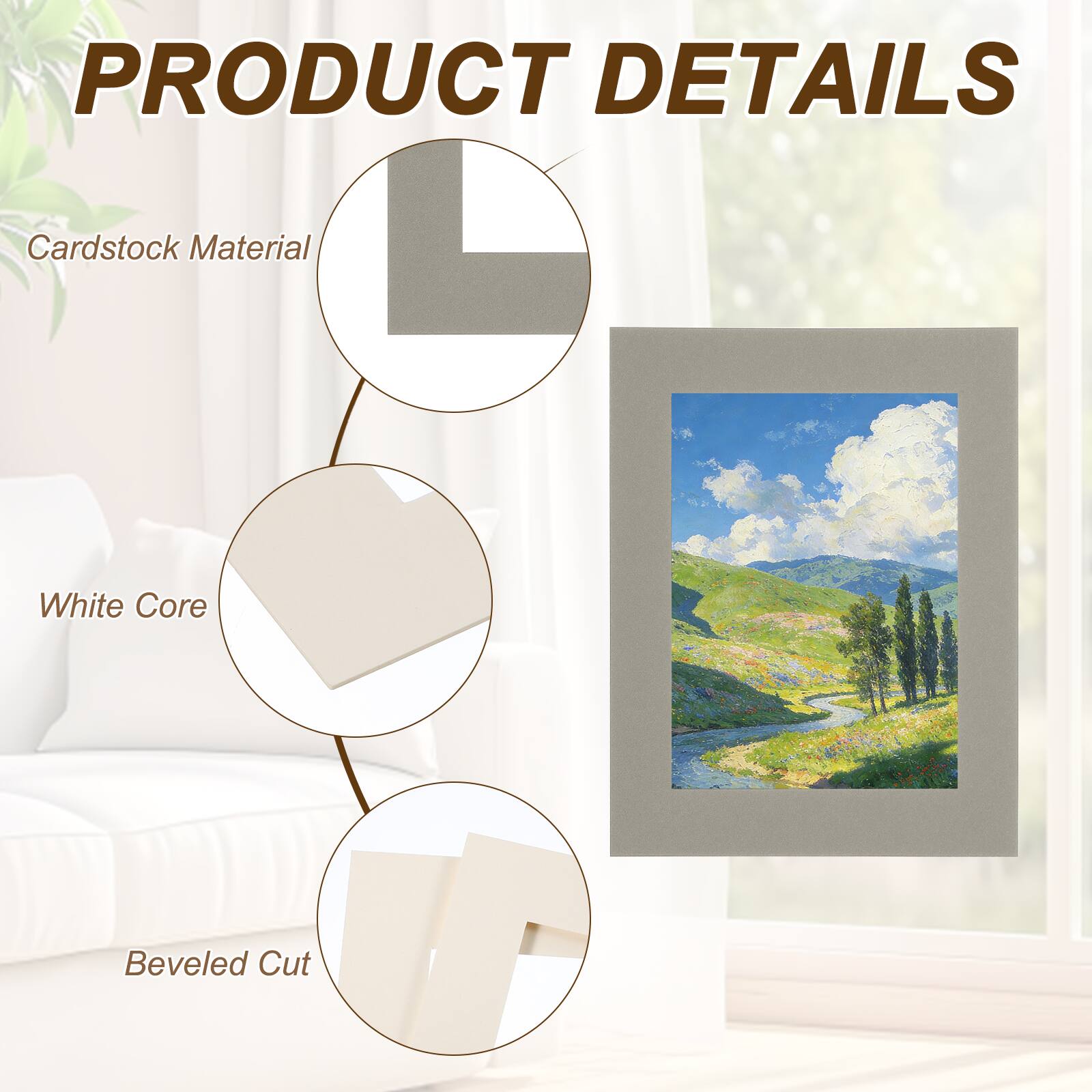 PRODUCT DETAILS  
- Cardstock Material  
- White Core  
- Beveled Cut