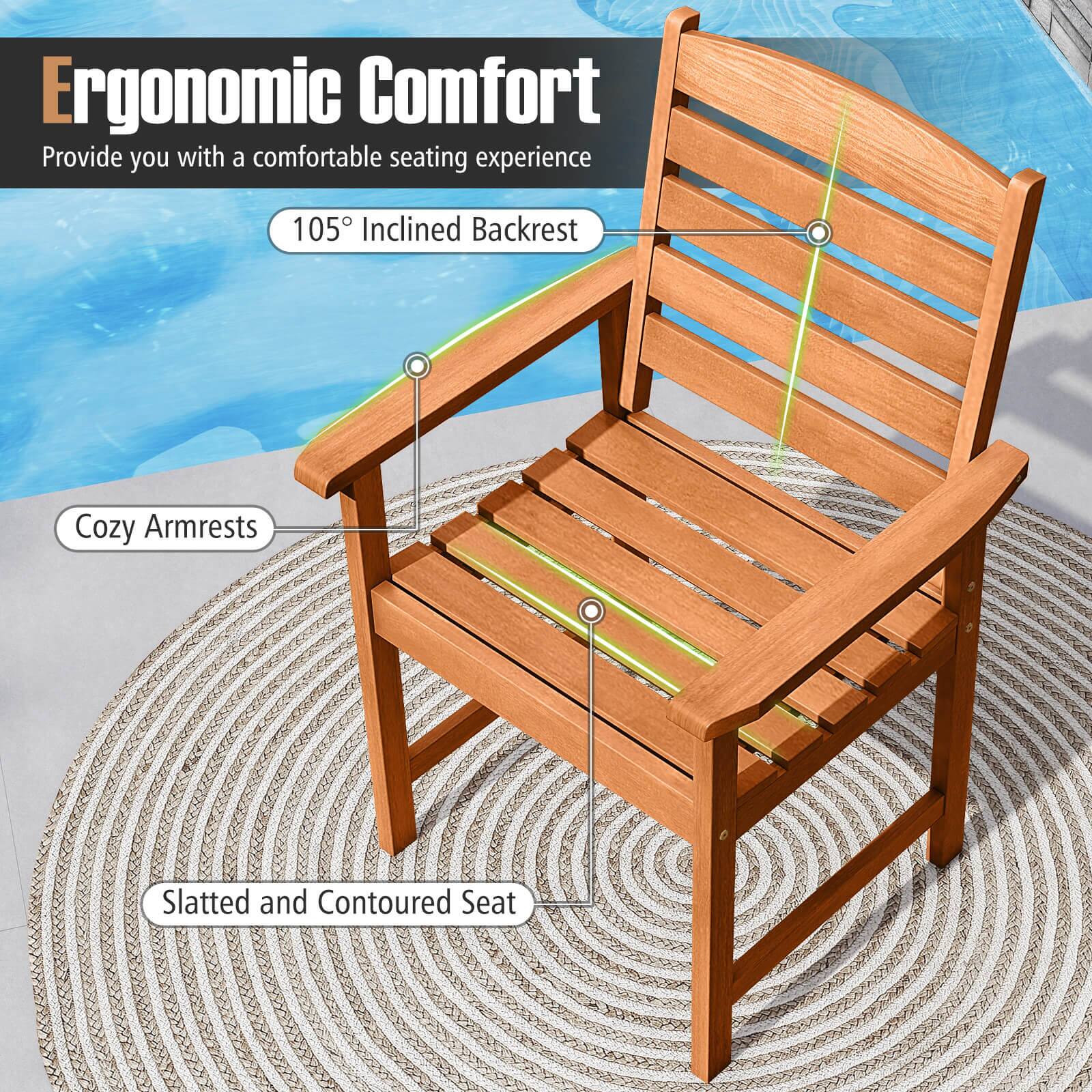 Ergonomic Comfort, Provide you with a comfortable seating experience, 105° Inclined Backrest, Cozy Armrests, Slatted and Contoured Seat