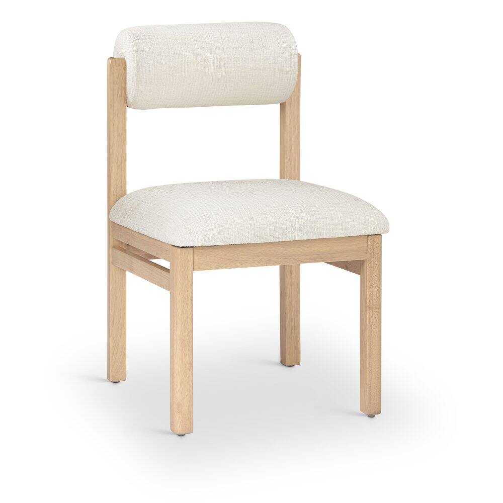 Alt View 1. Meridian Furniture - Roundhill Cream Linen Textured Fabric Upholstered Dining Chair, Set of 2 - Cream.
