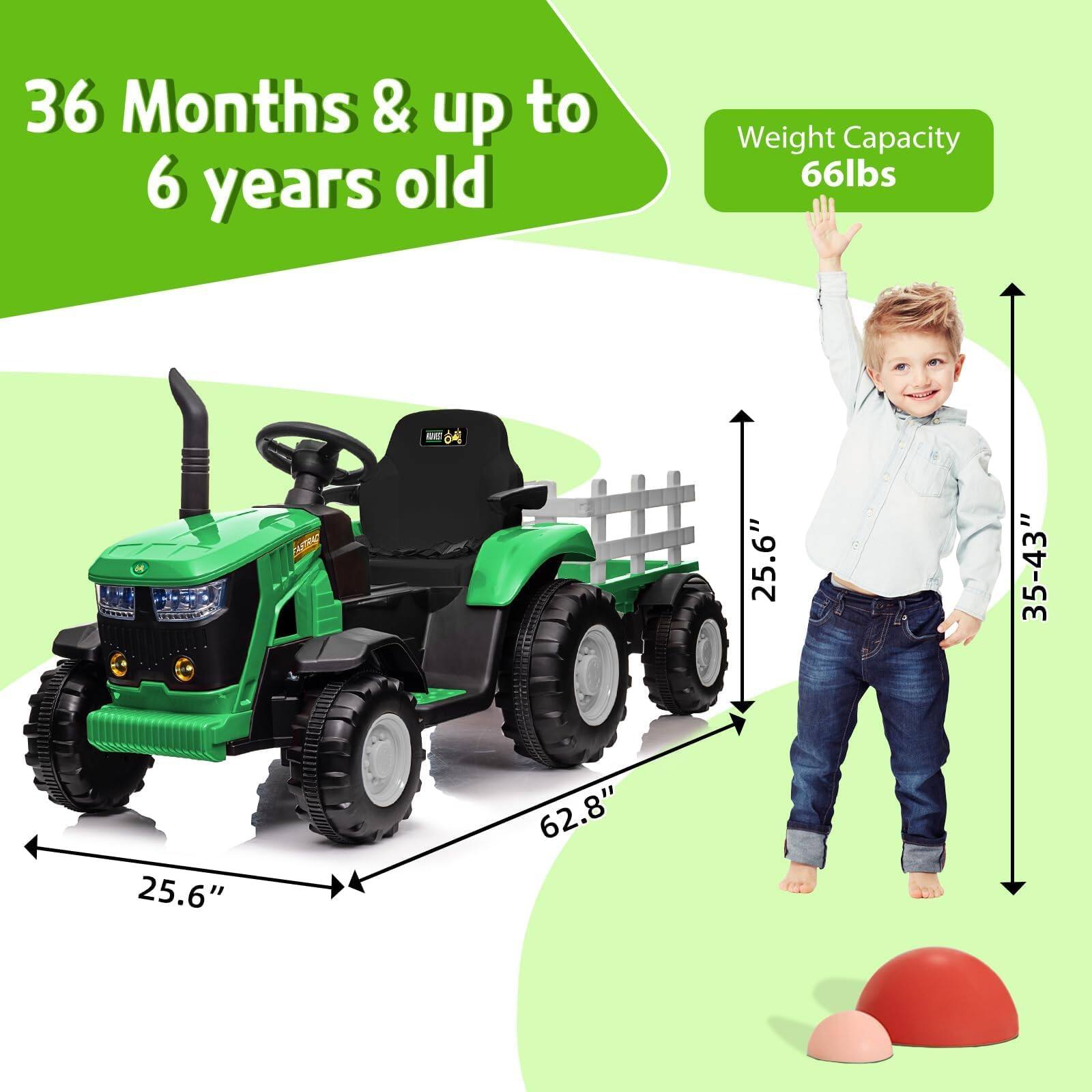 36 Months & up to 6 years old

Weight Capacity 66lbs

25.6" 35-43" 25.6" 62.8"