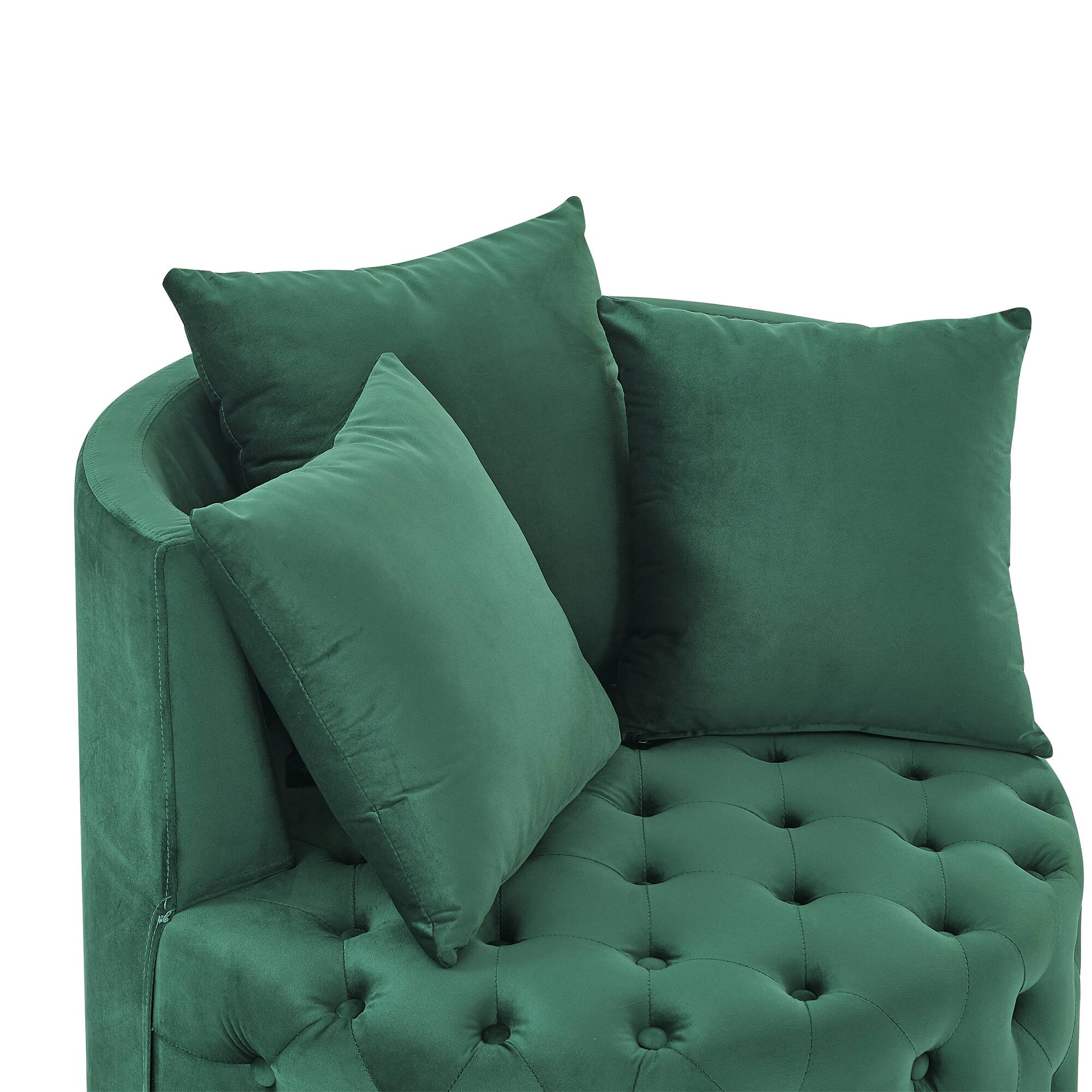 Alt View 4. GOODSILO - Luxury Upholstered Swivel Accent Chair with Tufted Back and Caster Wheels for Elegant Home Seating - Green.